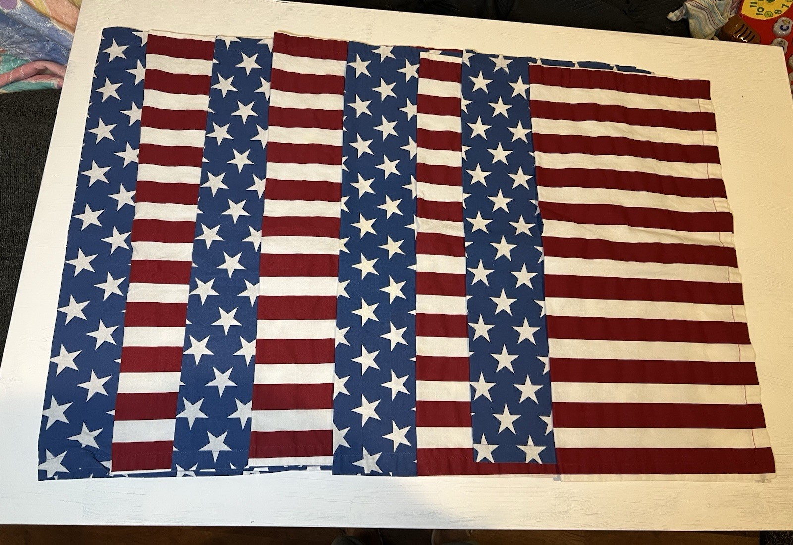 Williams Sonoma 4 Red & White Striped 4 Blue & White Stars America Napkins