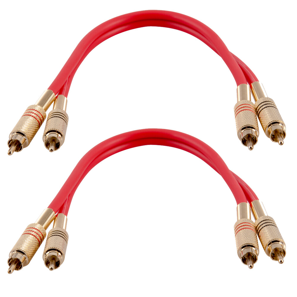 2 Pack of 1 Foot 2-RCA Male to 2-RCA Male Audio Patch Cables - Red and Red 2 Pack of 1 Foot 2-RCA Male to 2-RCA Male Audio Patch Cables - Red and Red