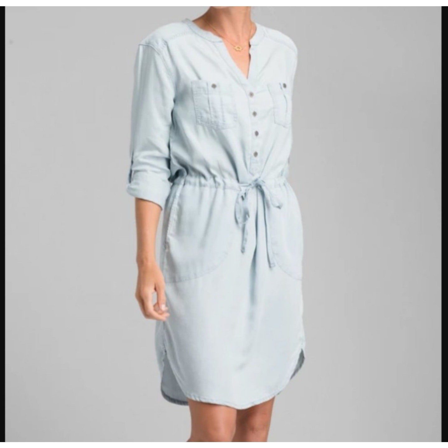 Prana chambray abbey cinch waist dress