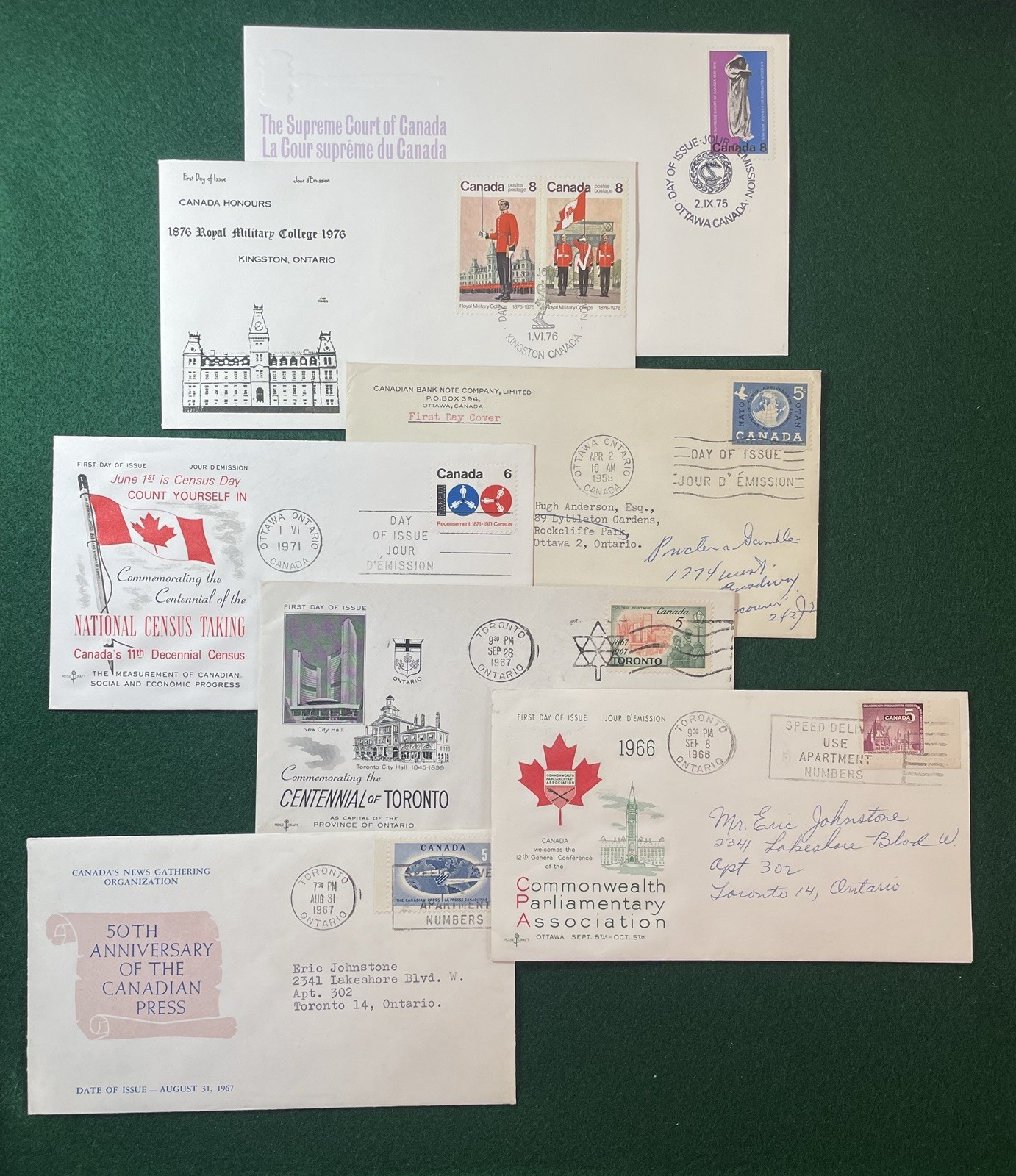 1959-1976 Canada Governance Institutions FDC 7 Pc NATO Parliament Supreme Court