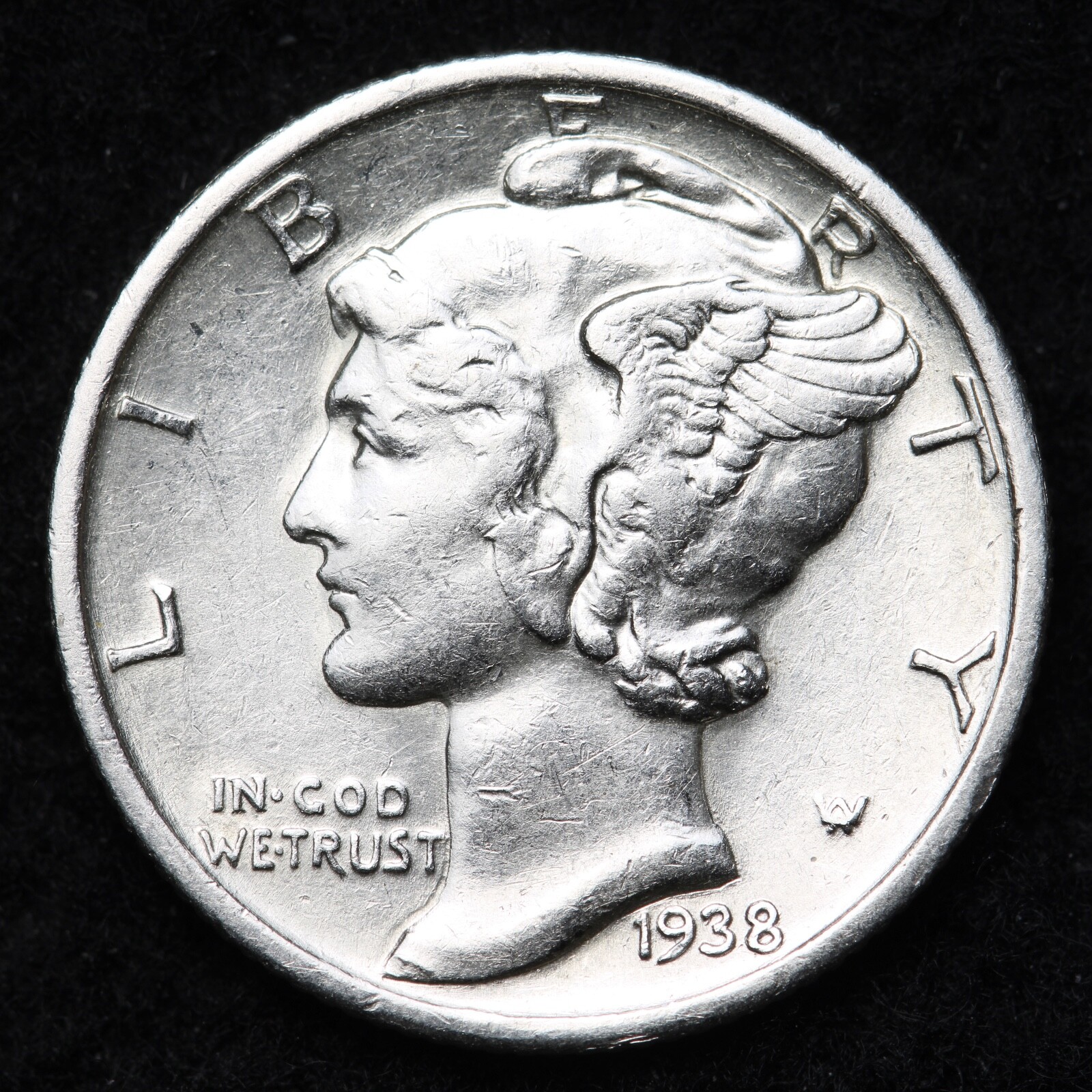 1938-S Mercury Silver Dime AU  