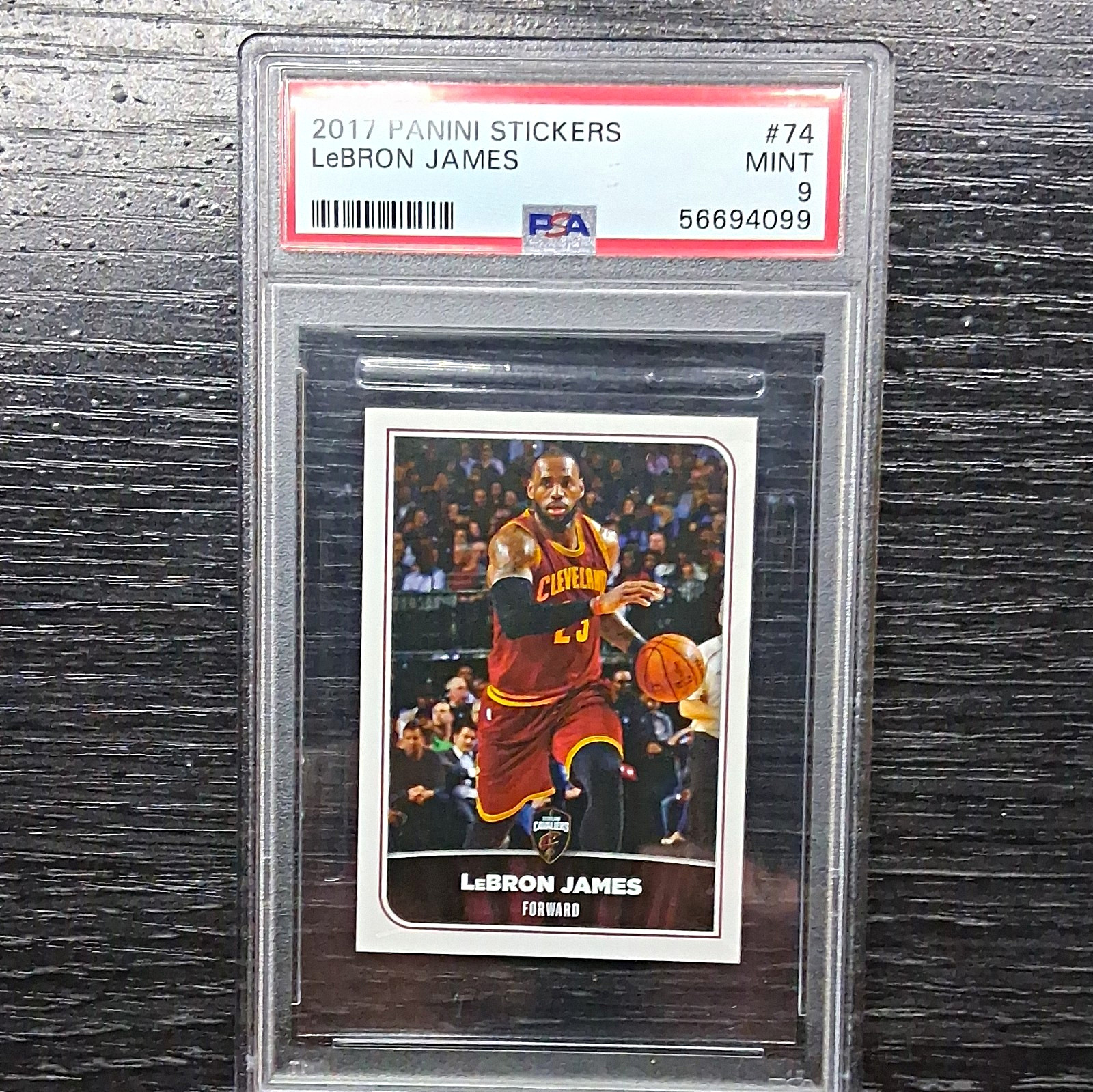 Panini 2017 Stickers LeBron James Cavaliers #74 Sticker PSA 9 Graded