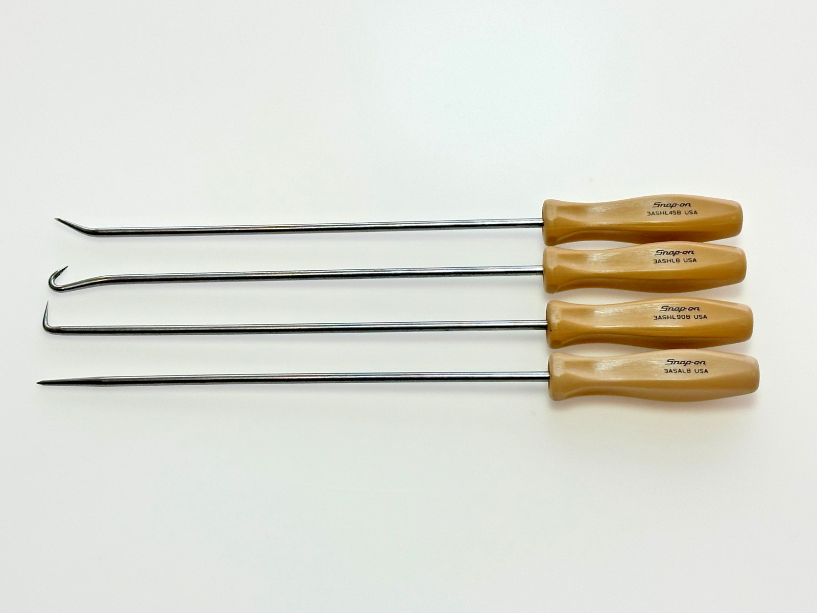 NEW Snap-on Tools USA RARE COMBAT TAN 4pc LONG Mini Awl Hook Pick Set ASAL204BTN