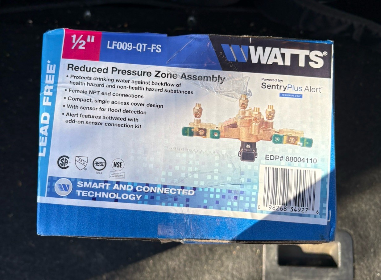 Watts 1/2” LF009-QT-FS Reduced Pressure Zone Assembly Watts 1/2” LF009-QT-FS Reduced Pressure Zone Assembly