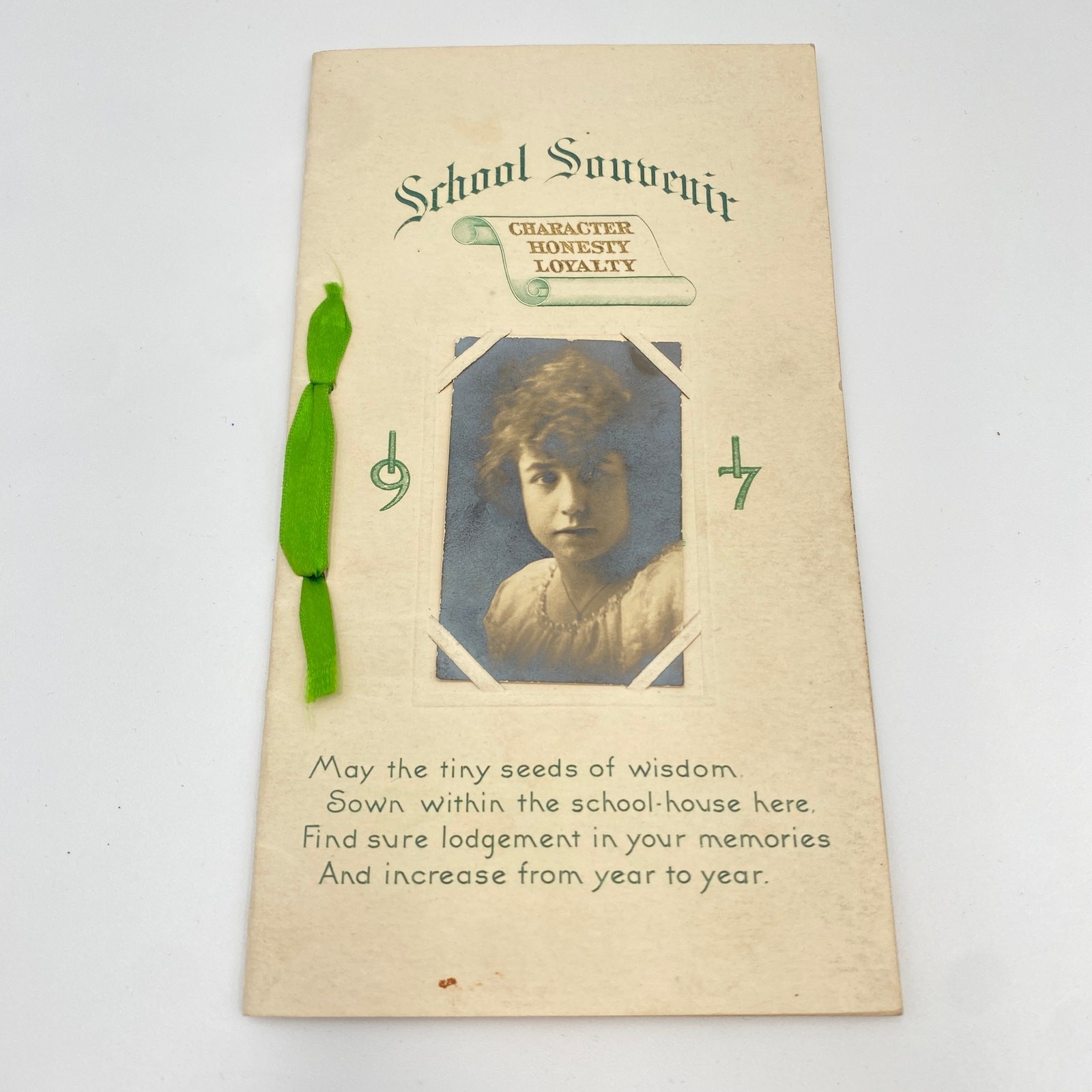 Antique 1917 School Souvenir Booklet Character Honesty Loyalty Teacher Student