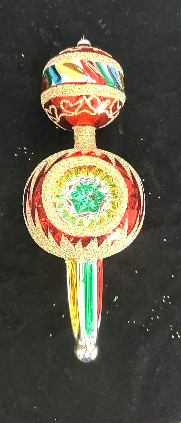 Vintage Fantasia Ornament Christmas Fluted Triple Indent Drop Large Jumbo 11\