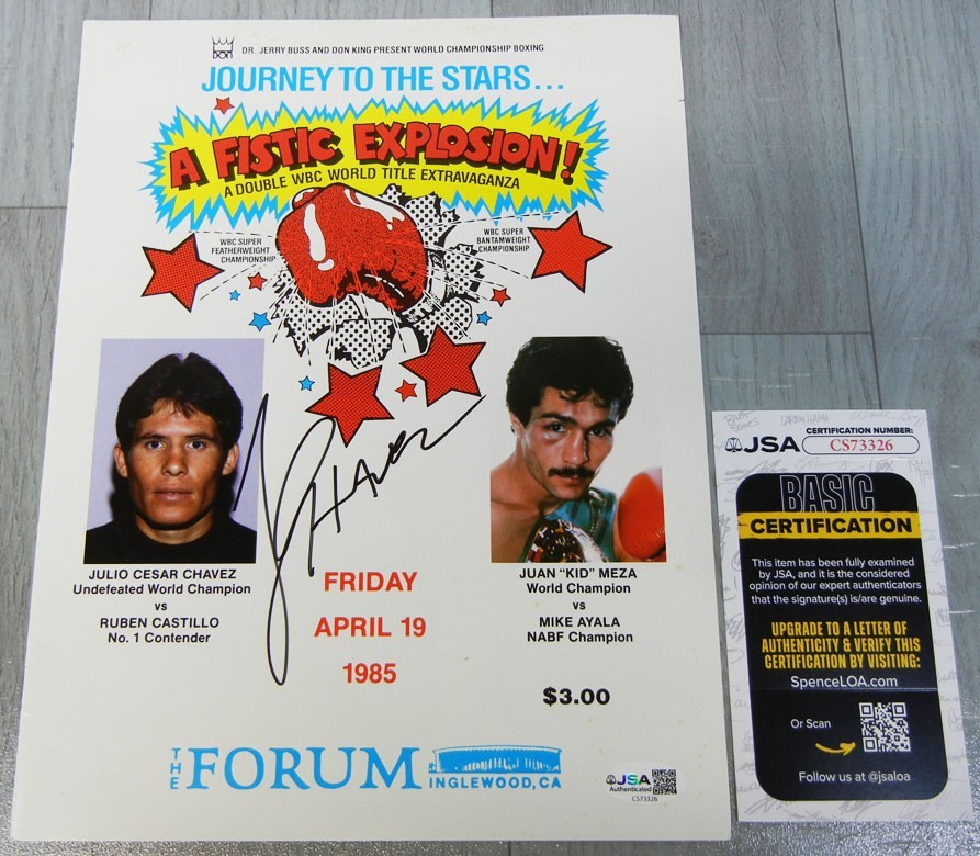 Rare 1985 Julio Cesar Chavez vs Ruben Castillo SIGNED Boxing Program JSA COA Rare 1985 Julio Cesar Chavez vs Ruben Castillo SIGNED Boxing Program JSA COA