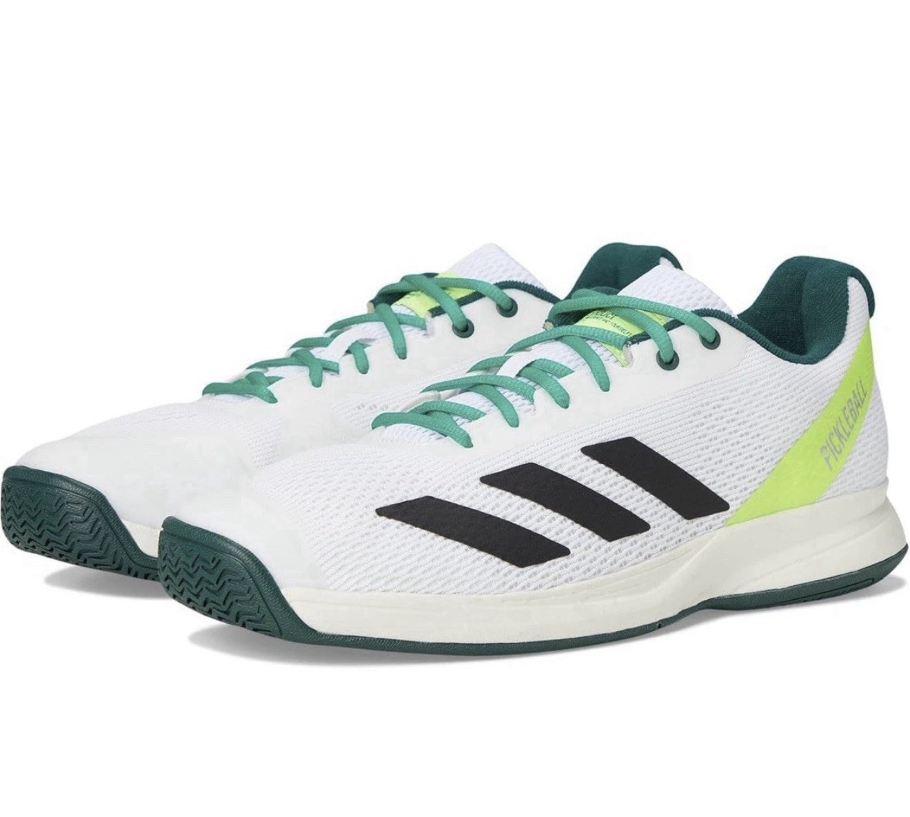 Adidas Courtflash Pickleball Mens Shoes White Green Neon JQ0695 Size 9.5 New