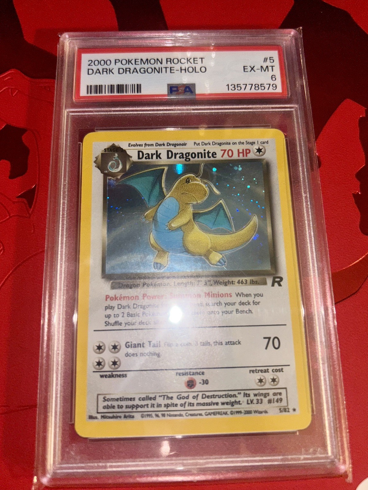 PSA 6 2000 POKEMON ROCKET DARK DRAGONITE HOLO PSA 6 2000 POKEMON ROCKET DARK DRAGONITE HOLO