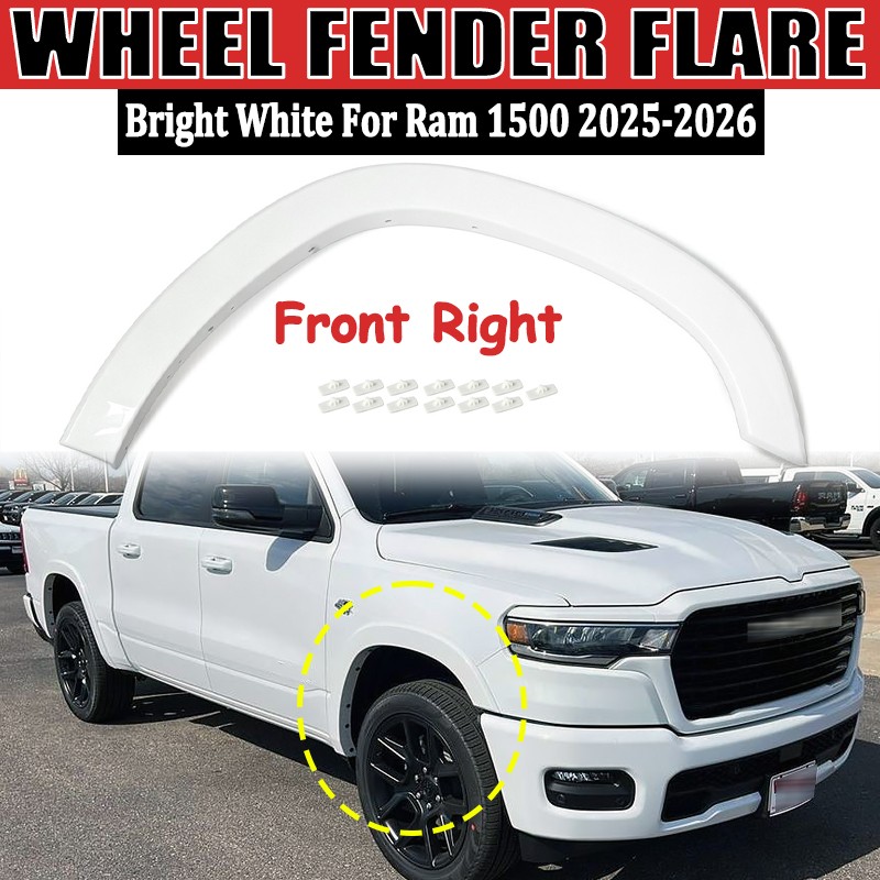 Bright White For Ram 1500 2025-2026 Front Right Wheel Fender Flare Molding Trim