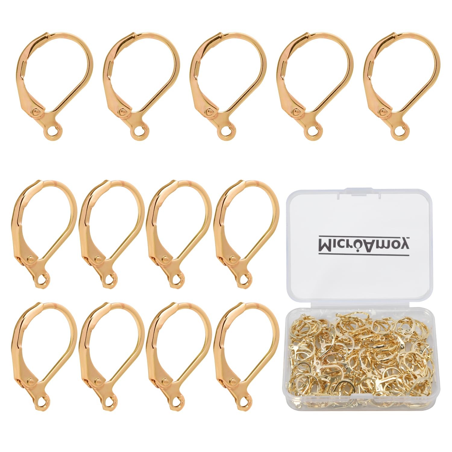 100Pcs 14K Gold Filled Leverback Earwires French Earring Hooks,Hypoallergenic Da