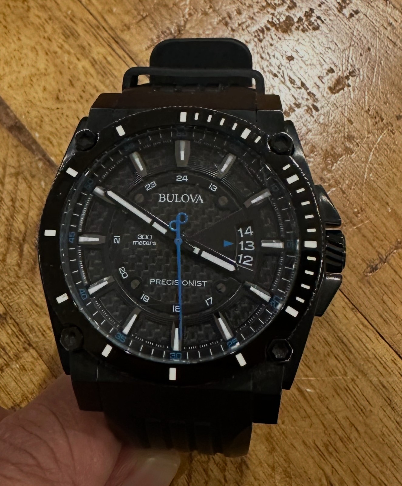 Bulova Precisionist Champlain 98B142 46mm Black Dial 300M Quartz Watch New Batt.