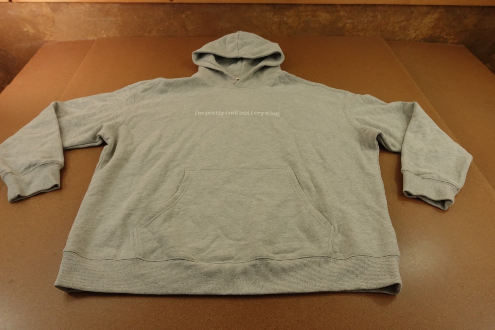 Im Pretty Cool but I Cry a Lot Wipe Tears Hear Adult 3XL Heather Gray Hoodie