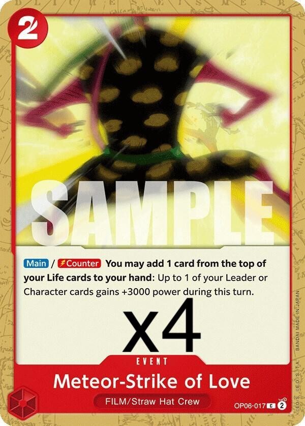 4X One Piece Card Game Meteor-Strike of Love OP06-017 Common NM