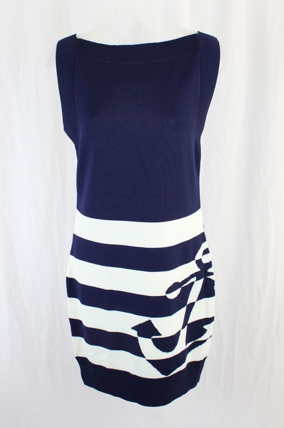 Anthropologie NWT Navy Blue White Striped Sleeveless Mini Dress Size Medium