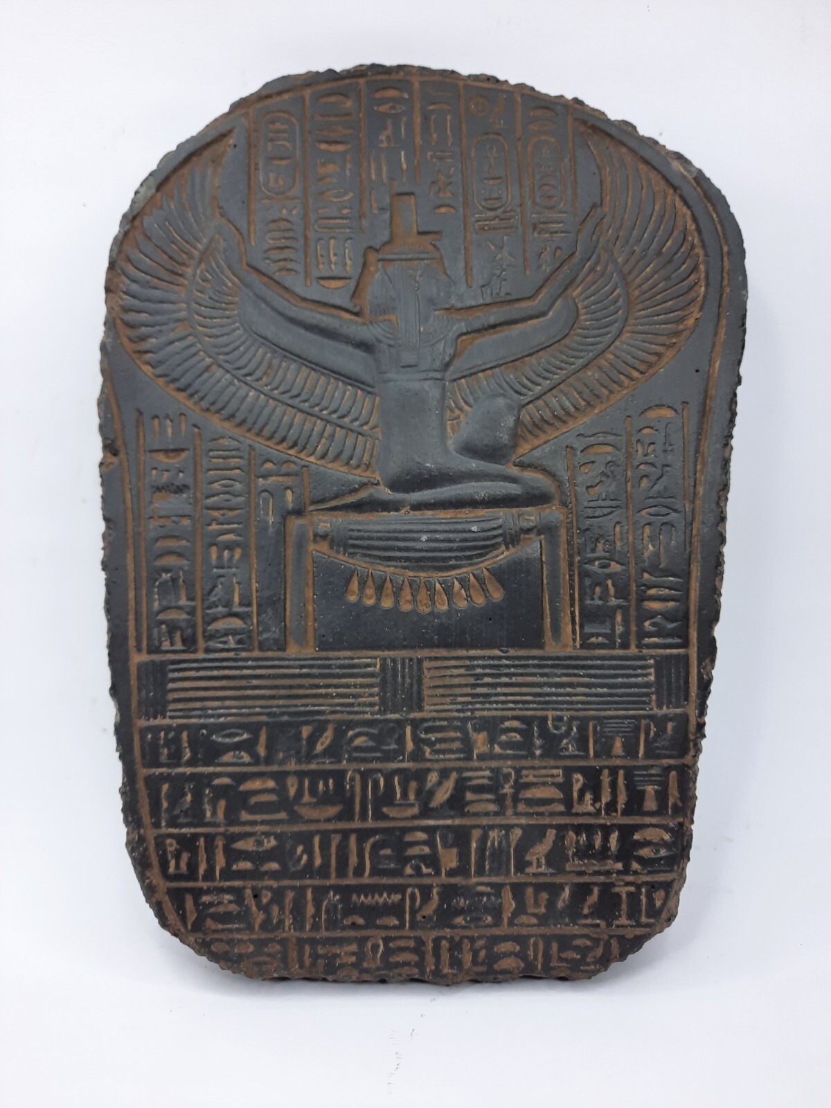 RARE ANTIQUE ANCIENT EGYPTIAN Stone Steal Book of Dead with Winged Goddess Isis