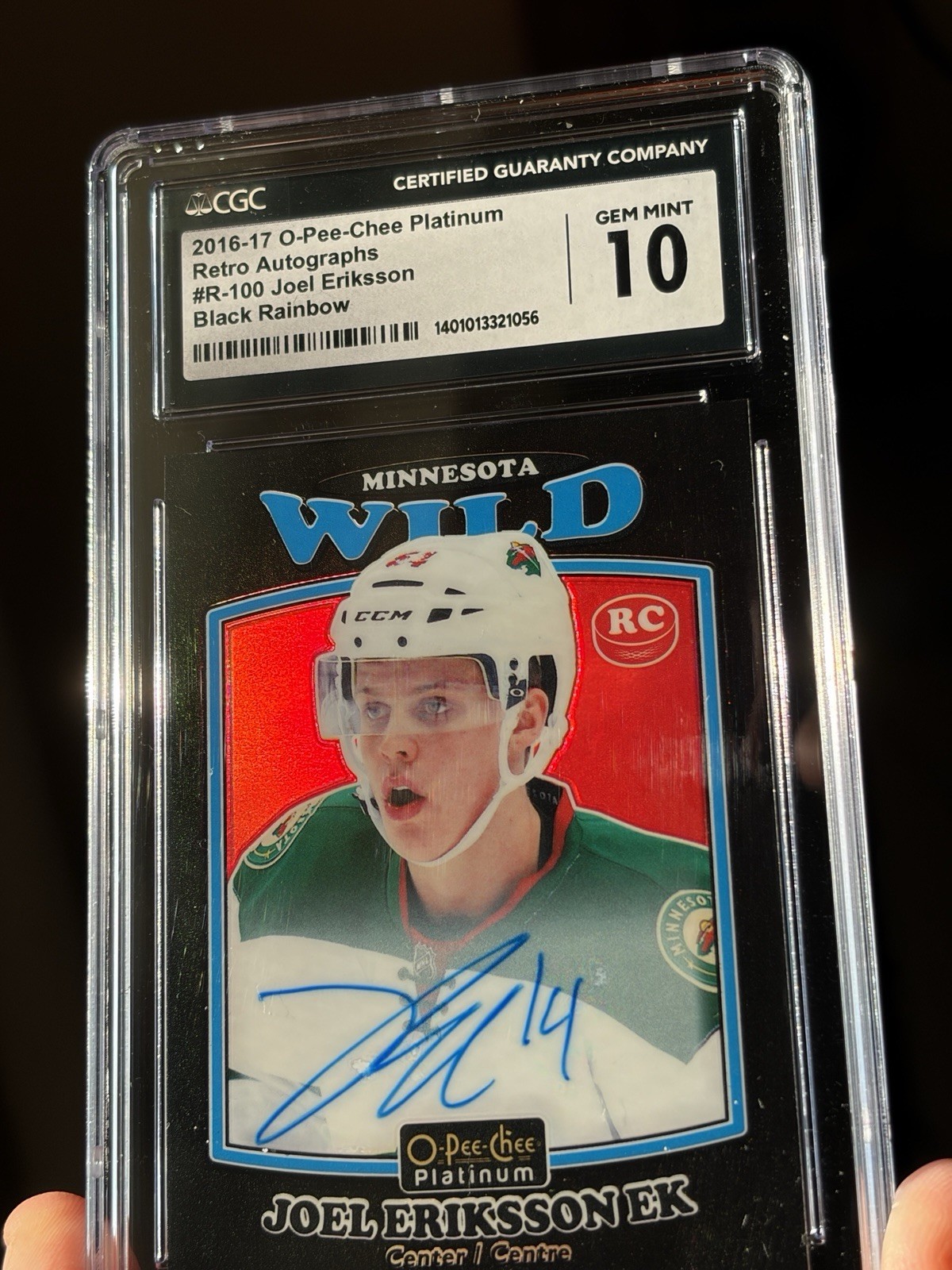 2016-17 O-Pee-Chee Platinum Joel Eriksson Ek Retro Black Rainbow Auto RC #R-100 2016-17 O-Pee-Chee Platinum Joel Eriksson Ek Retro Black Rainbow Auto RC #R-100