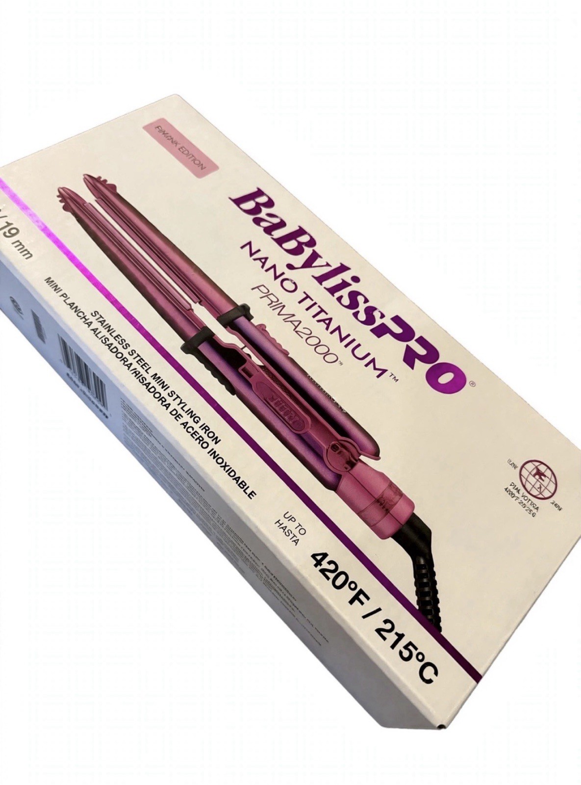 BaByliss Pro Nano Titanium Prima 2000 Limited Edition Hair Mini Flat Iron Pink.