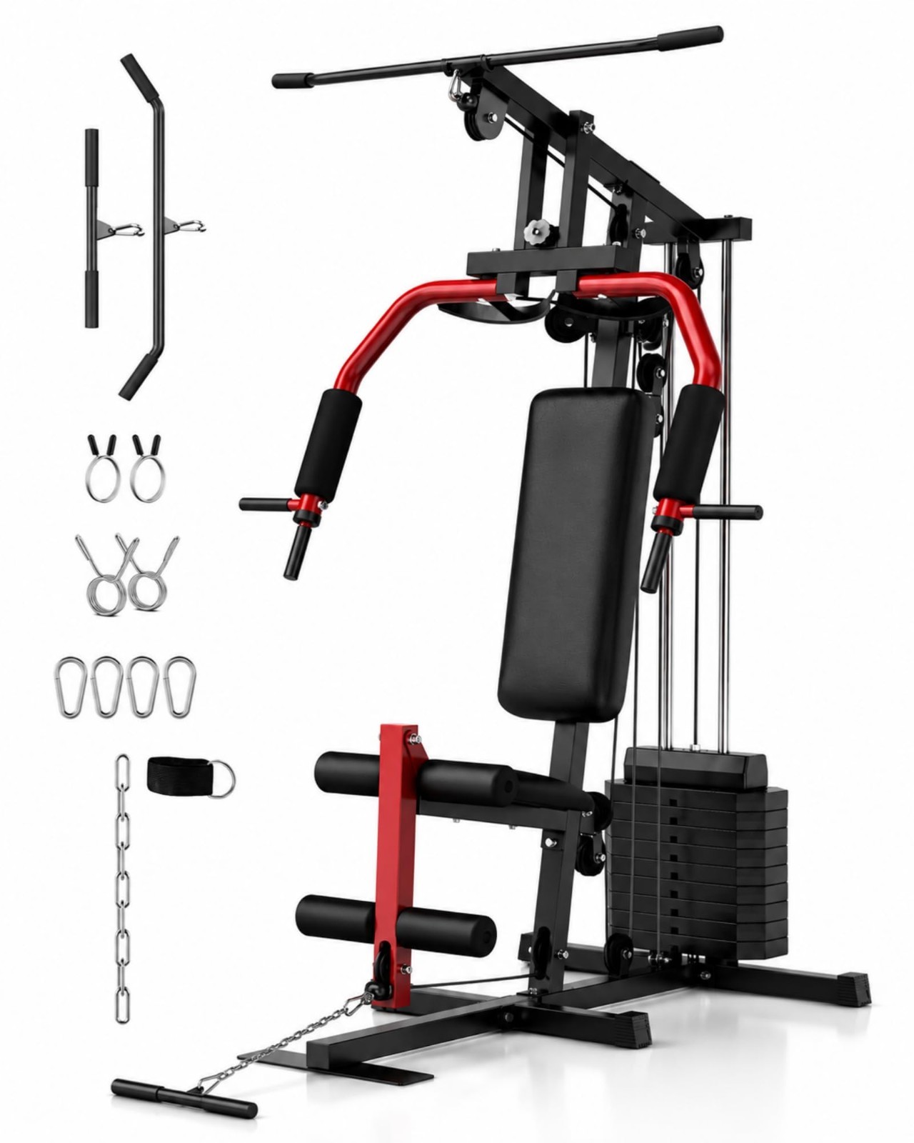 Multifunctional Home Gym Equipment Body Workout Station with 100LBS Weight Stack