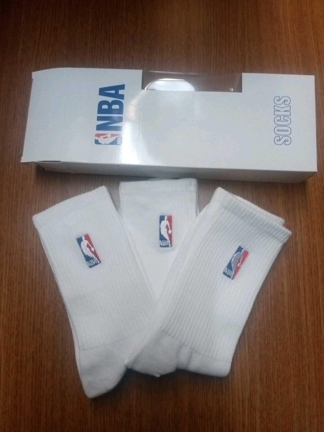 NBA Logoman men\'s basketball crew socks white shoe size 6-12