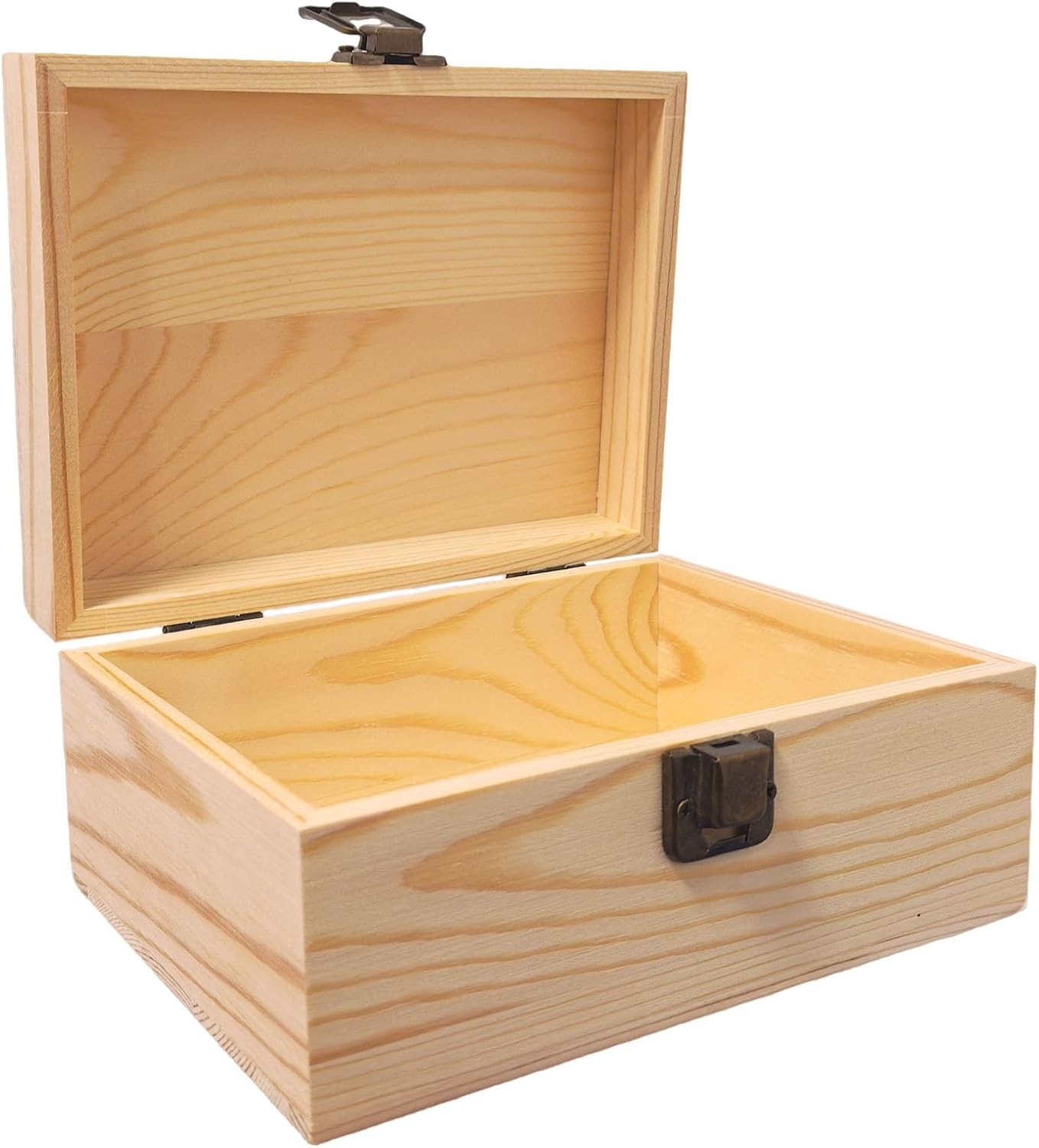 Small Wooden Box with Hinged Lid - 6.88x4.52x2.36 Inch Unfinished Wood Box Small Wooden Box with Hinged Lid - 6.88x4.52x2.36 Inch Unfinished Wood Box