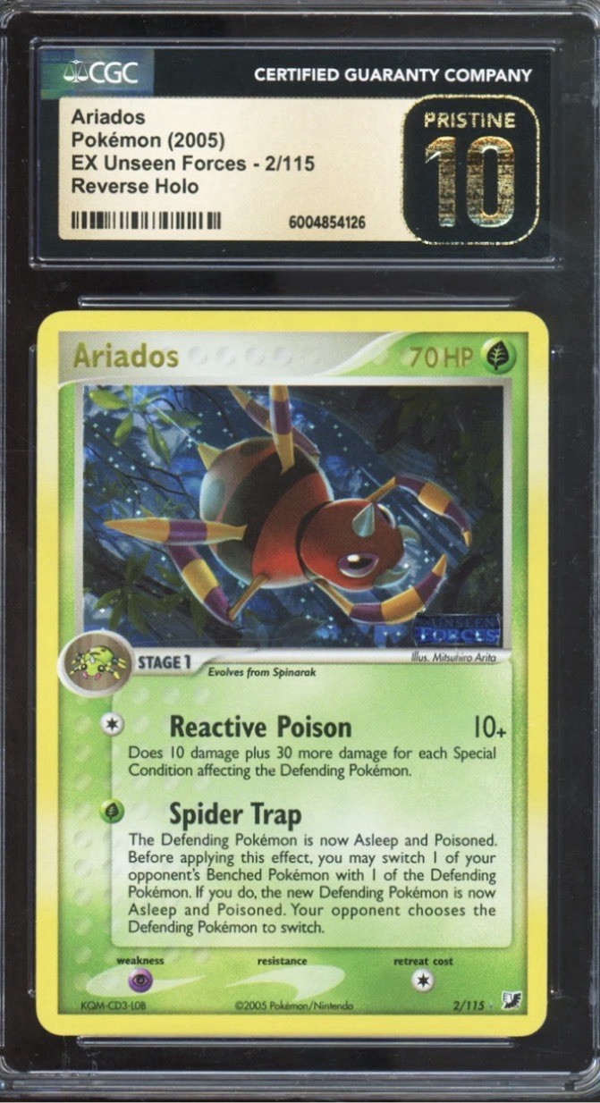 Pokemon Ex Unseen Forces Ariados 2/115 Reverse HoloStamped CGC Pristine 10Pop4