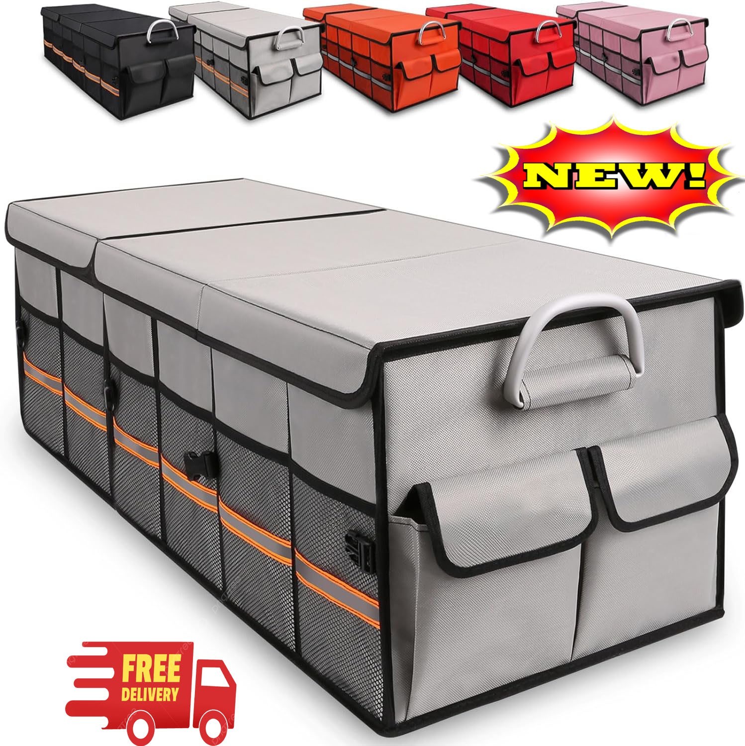 Organizador de maletero grande, con base antideslizante, impermeable, plegable y