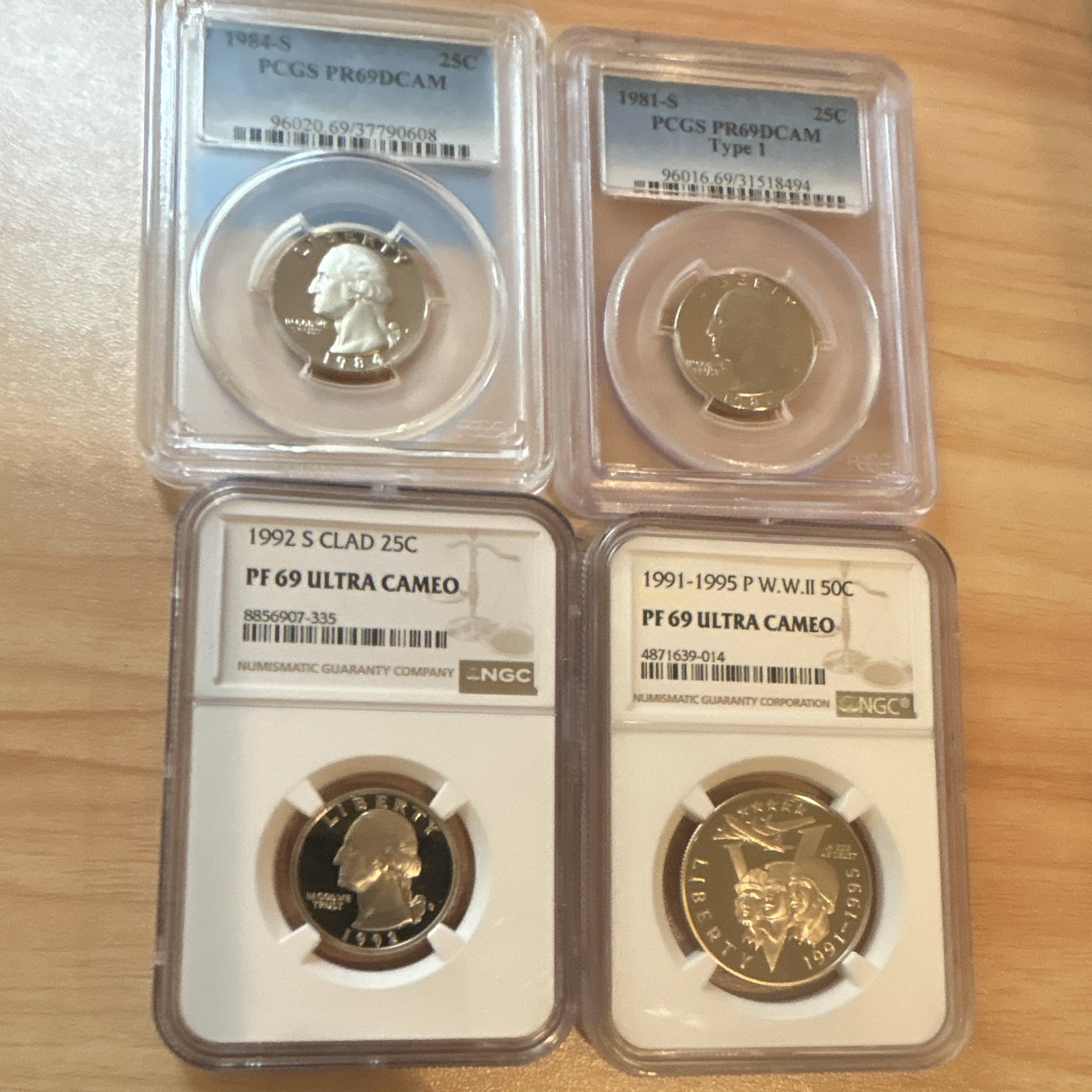Lot of 4 PCGS & NGC Proof Coins PR/PF69 DCAM Ultra Cameo 25C & 50C