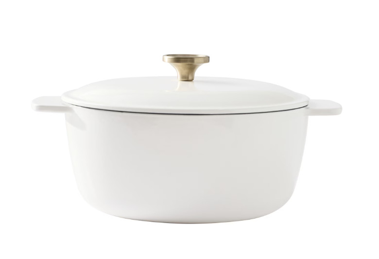 Olla Holandesa Hierro Fundido 5 Qt con Tapa Esmalte Crema Cocina, Nuevo