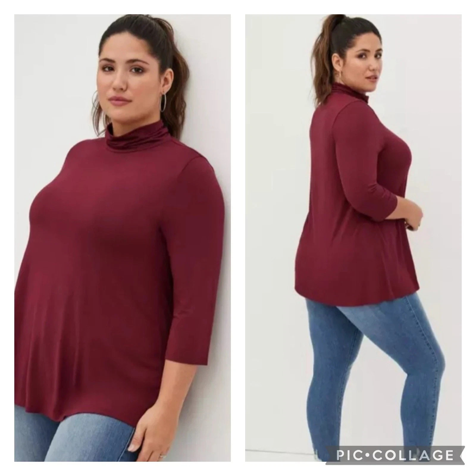 Torrid 0 Super Soft Burgundy Super Soft Knits Turtleneck Plus Size Large Torrid 0 Super Soft Burgundy Super Soft Knits Turtleneck Plus Size Large