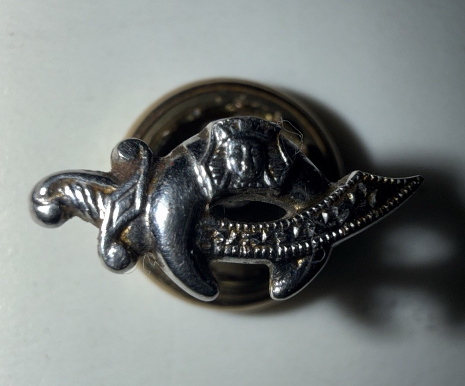 Vintage Shriners Lapel Pin 14k White Gold Masonic Antique Screw Back Pin