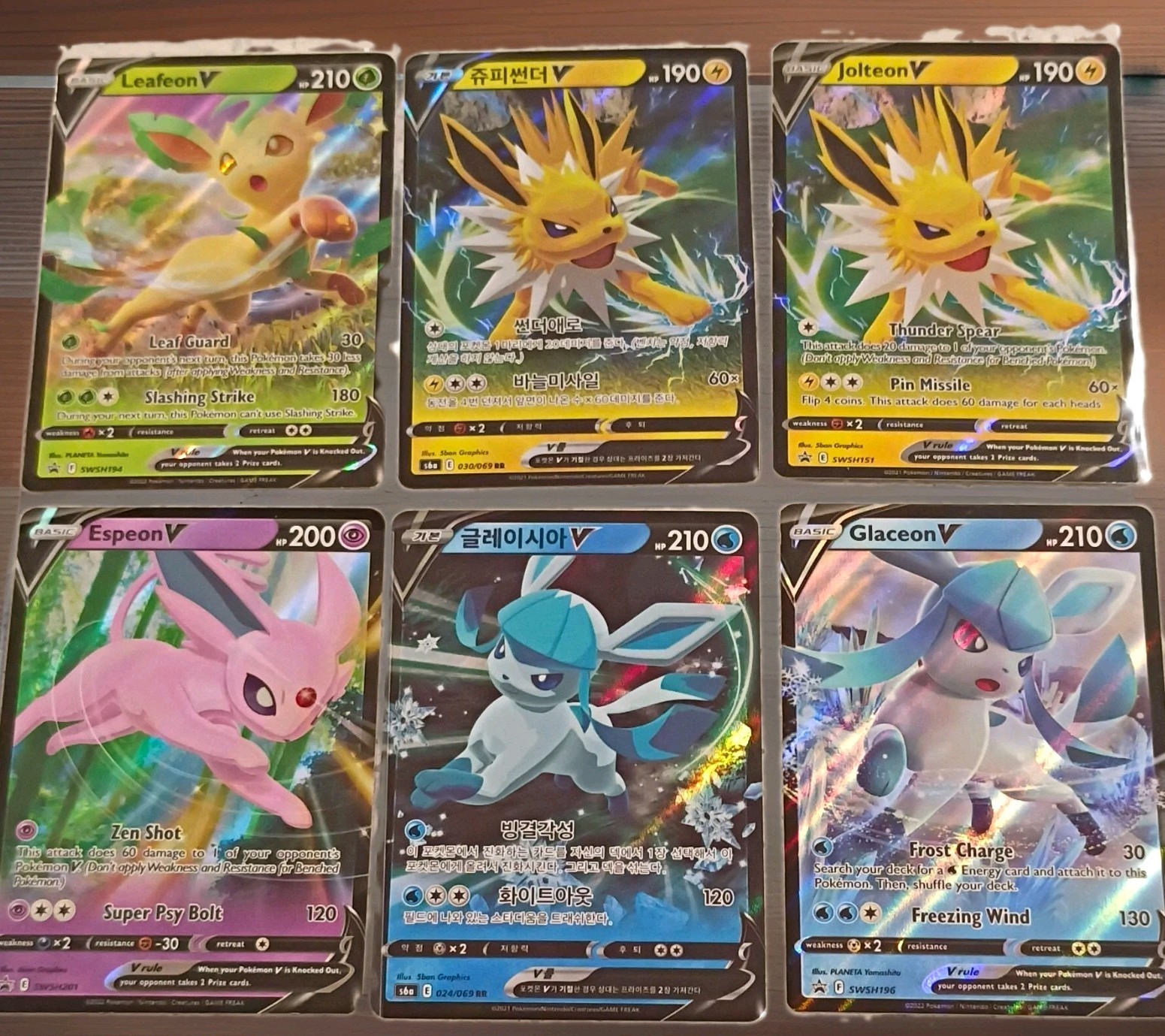 Pokemon TCG Holo Promo 6 Card Lot: Leafeon V Jolteon V Espeon V Glaceon V
