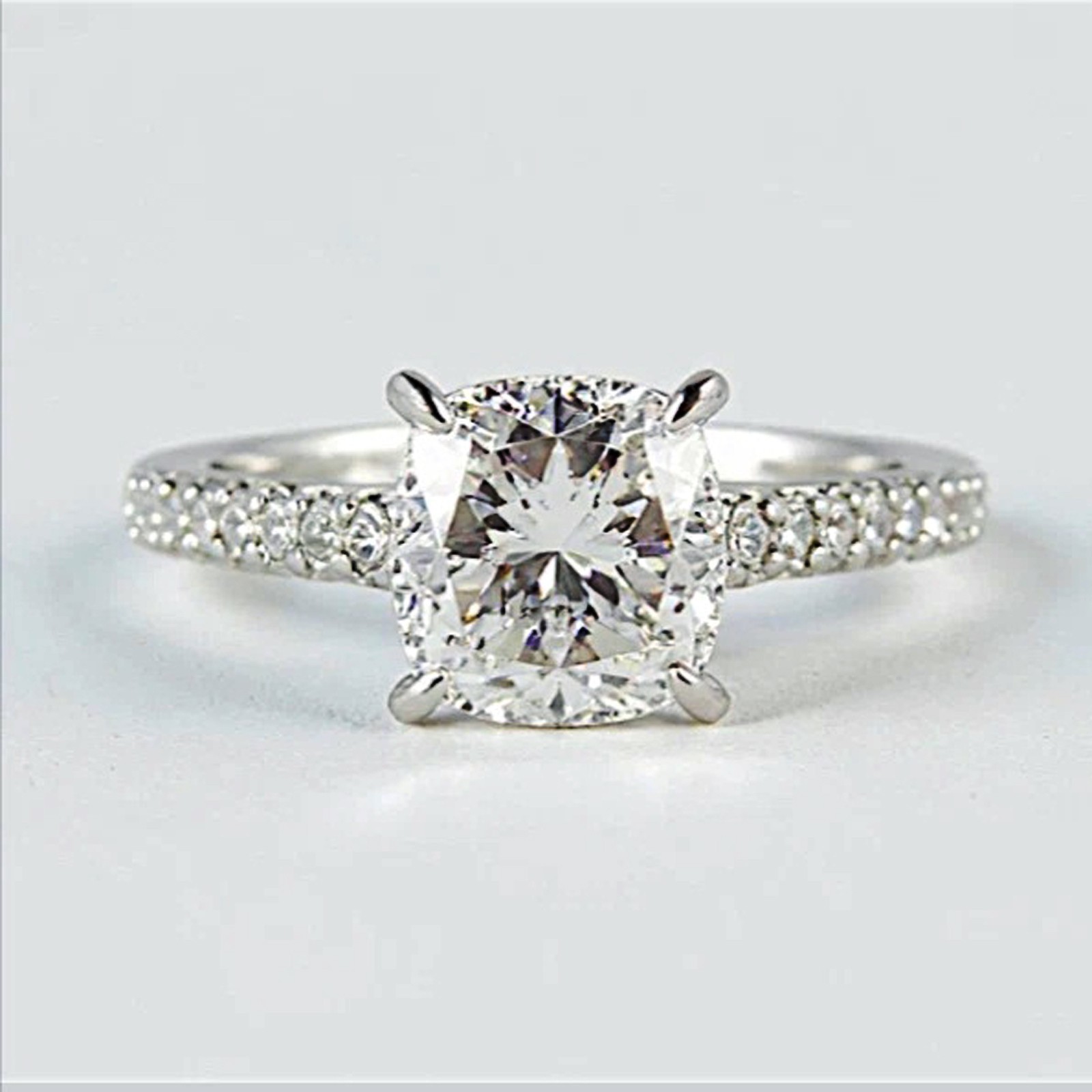 Certified White Diamond 5.00Cts. Cushion Shape Ring In 925 Silver - Tariffs Free