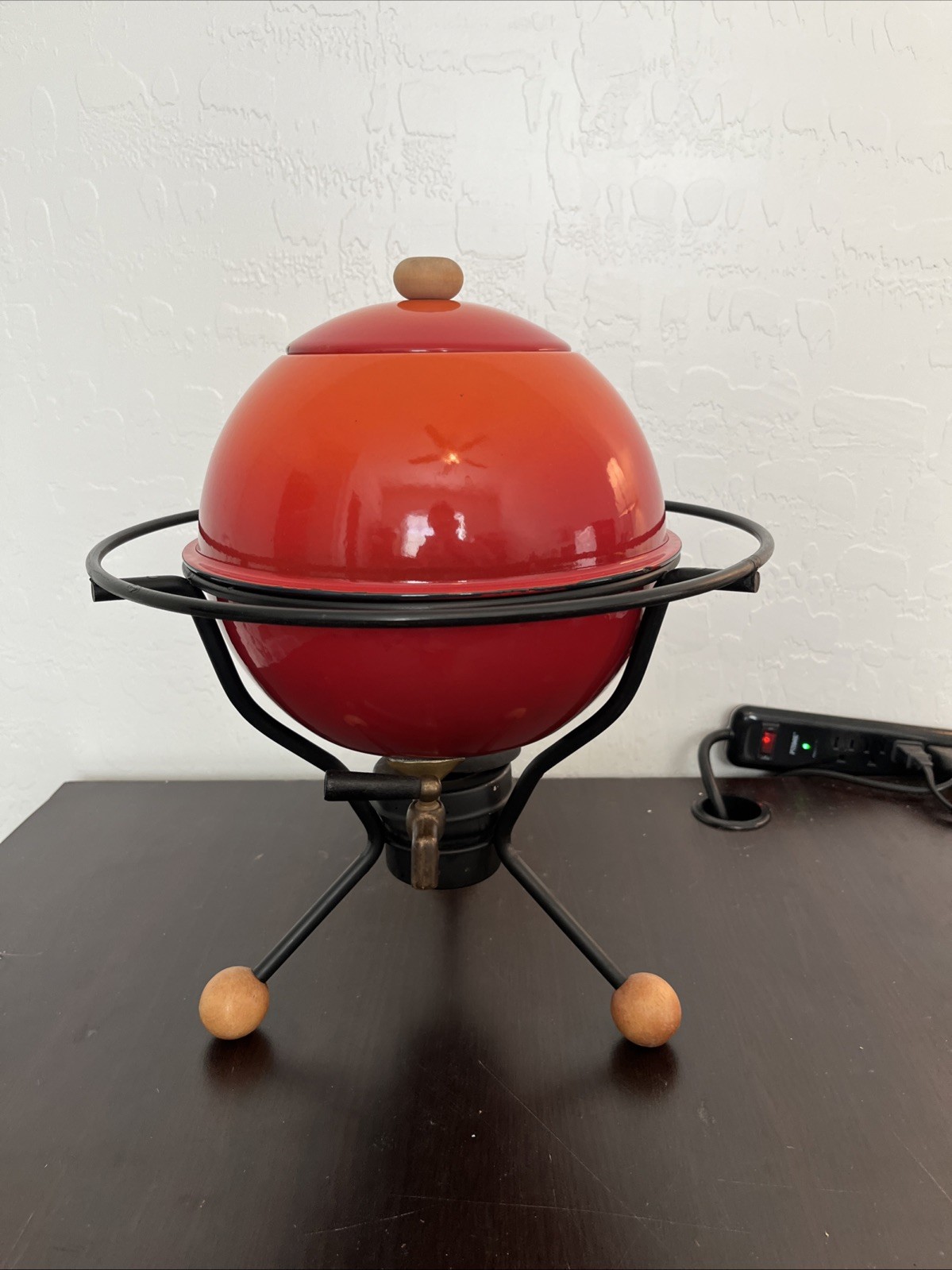 Red Gradient Enamelware Hot Beverage Dispenser RARE Vintage Mid Century Modern Red Gradient Enamelware Hot Beverage Dispenser RARE Vintage Mid Century Modern