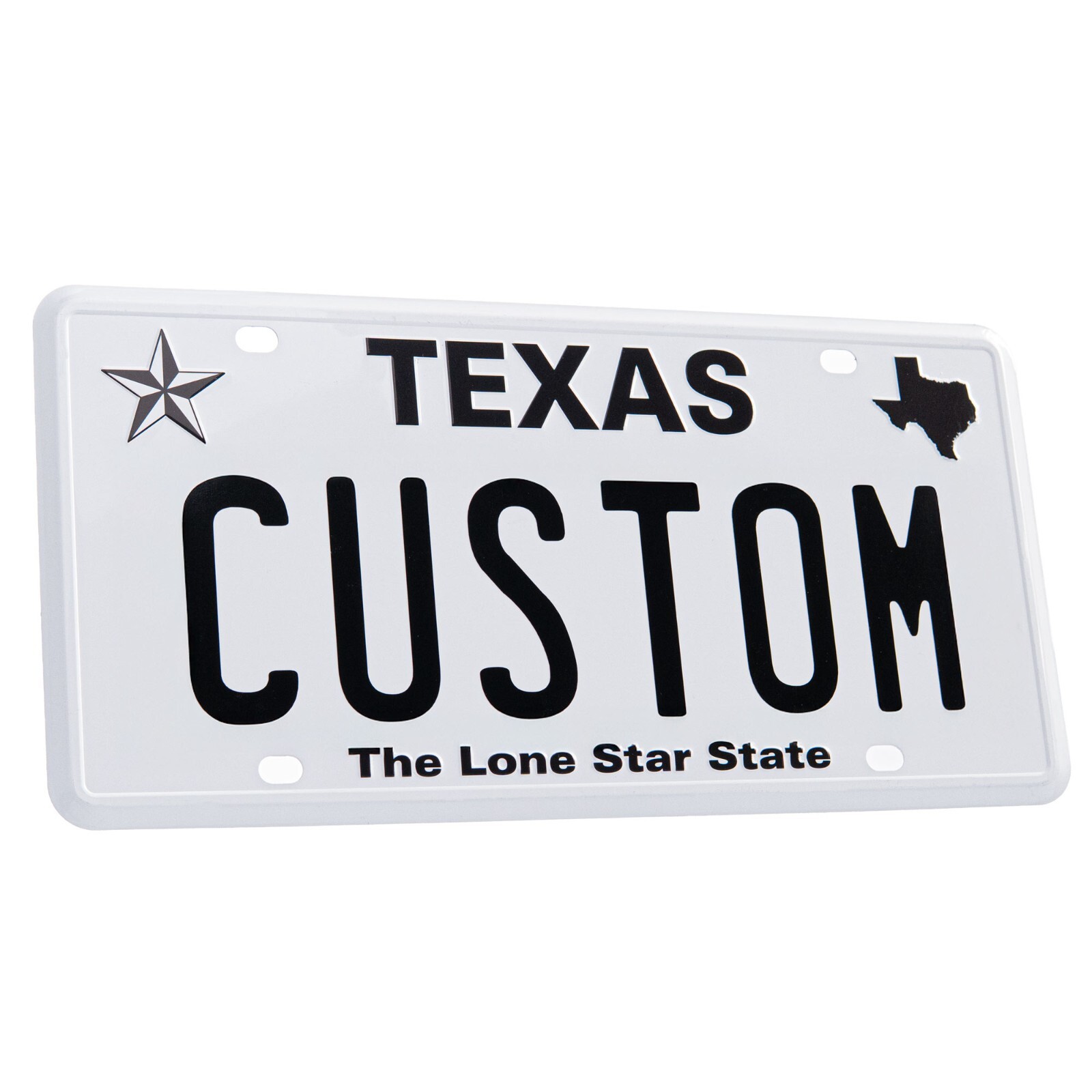 Personalized Texas White License Plate - Embossed Aluminum & Custom Lettering