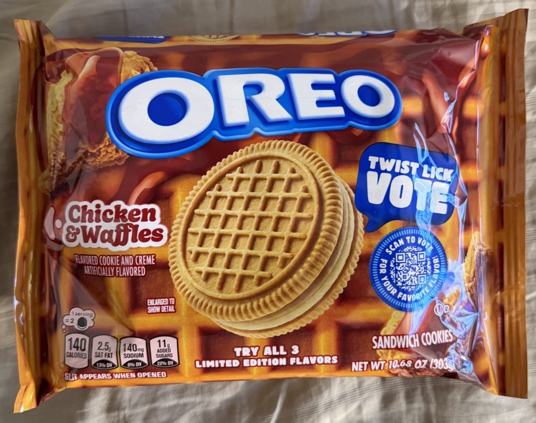 NEW OREO LIMITED EDITION CHICKEN & WAFFLES FLAVOR CREAM SANDWICH COOKIES 10.68 NEW OREO LIMITED EDITION CHICKEN & WAFFLES FLAVOR CREAM SANDWICH COOKIES 10.68