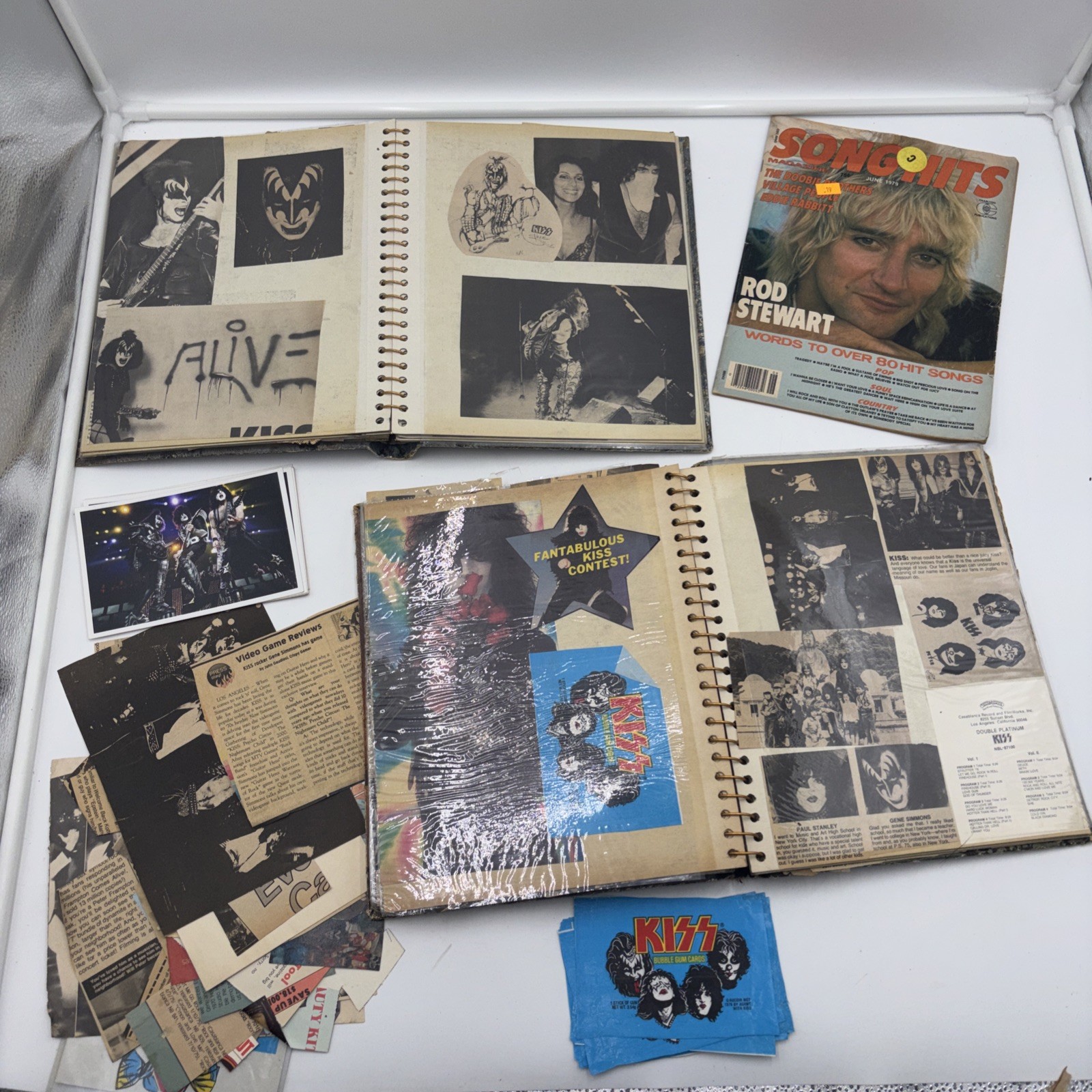 1970s KISS Band Scrapbooks Lot of 2 Magazine Clippings Newspaper Alive Era