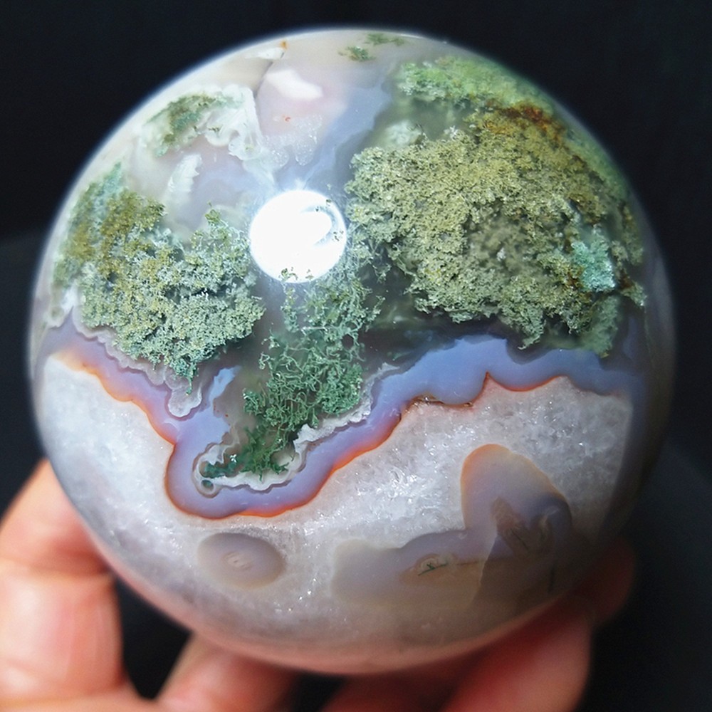 RARE 600g Natural Polished Orbicular Ocean Jasper Ball Reiki Healing A5029
