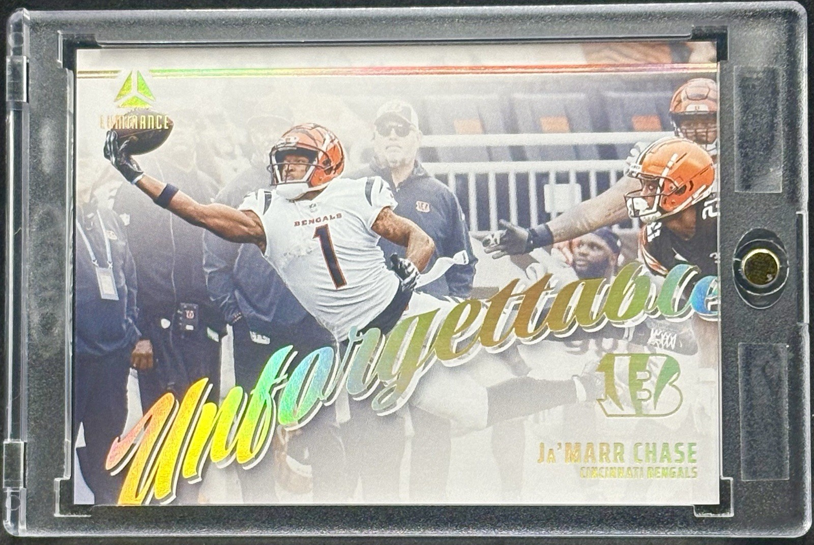 JA'MARR CHASE  WHITE GOLD HOLO FOIL REFRACTOR  CARD PANINI BENGALS MINT