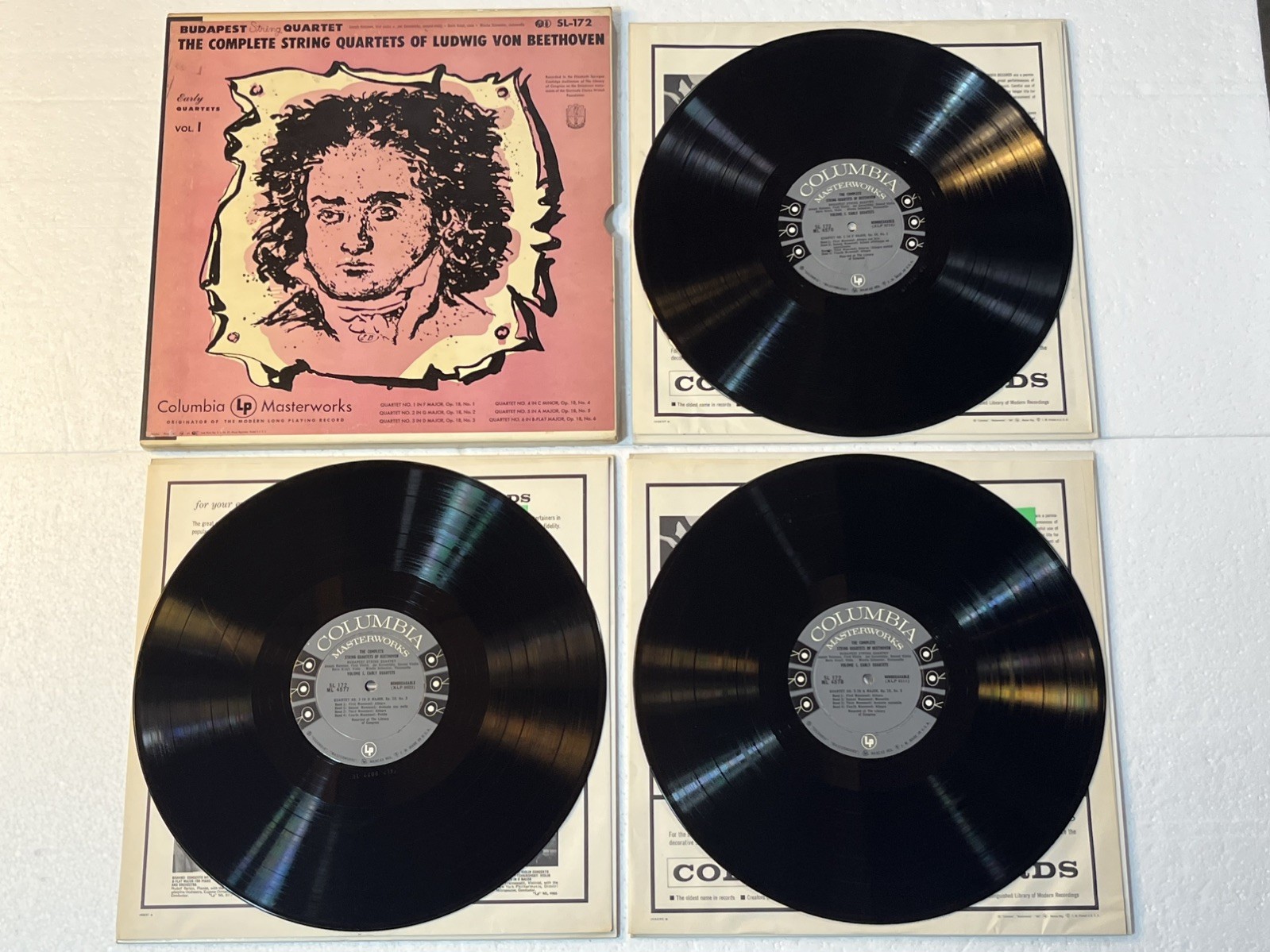 Beethoven Complete String Quartets Early Vol 1 (1955 Columbia 3LP) Budapest 
