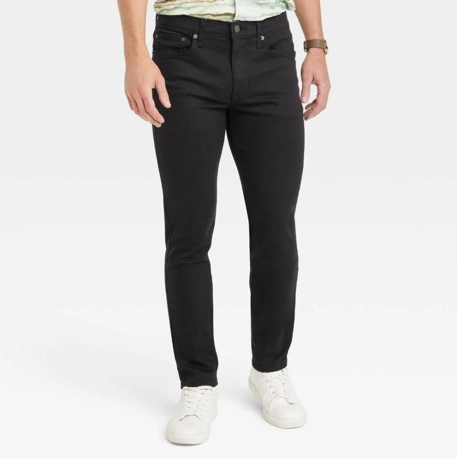 Goodfellow & Co Jeans Men\'s Black Mid Rise Stylish Slim Fit Skinny Leg Full
