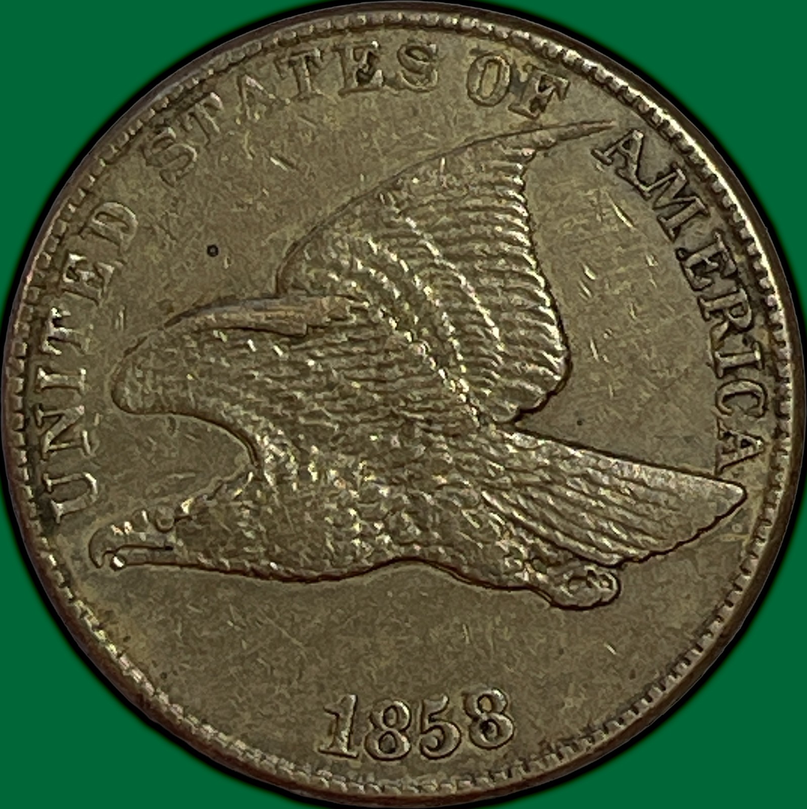 1858 Large Letters Flying Eagle Cent Choice Almost Uncirculated AU+ Coin #48178