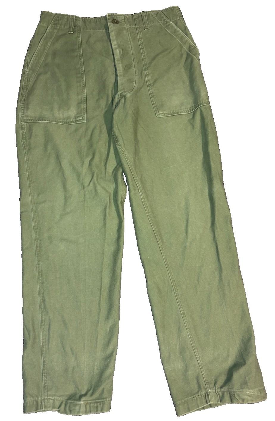 Vtg 1966 US Army OG-107 Type 1 Cotton Sateen Utility Trousers Baker Pants 32x29