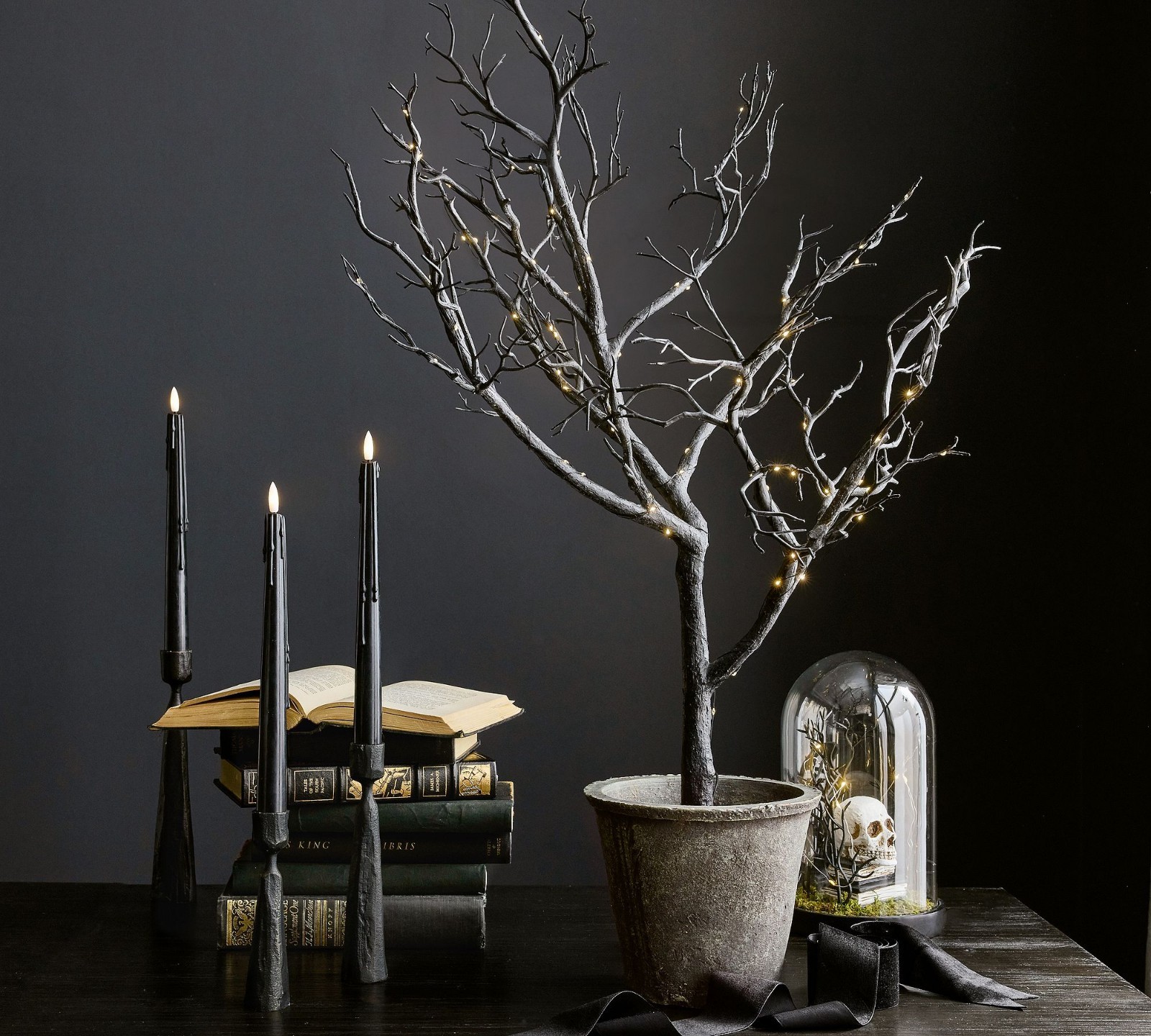 Pottery Barn Faux Black Potted Scary Tree Spooky Halloween Indoor Decor