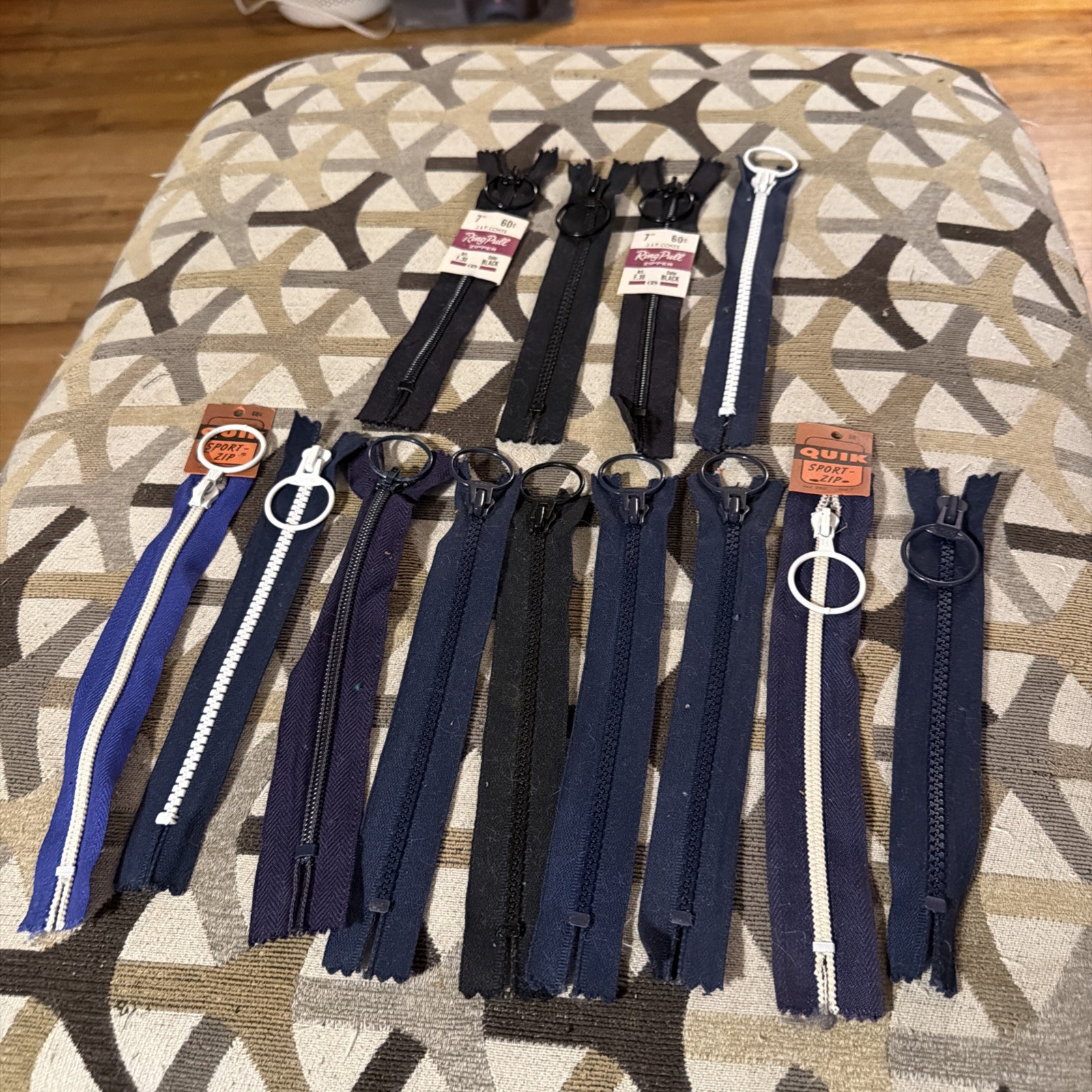 Vintage 7” Ring Pull Zipper Lot Of 13