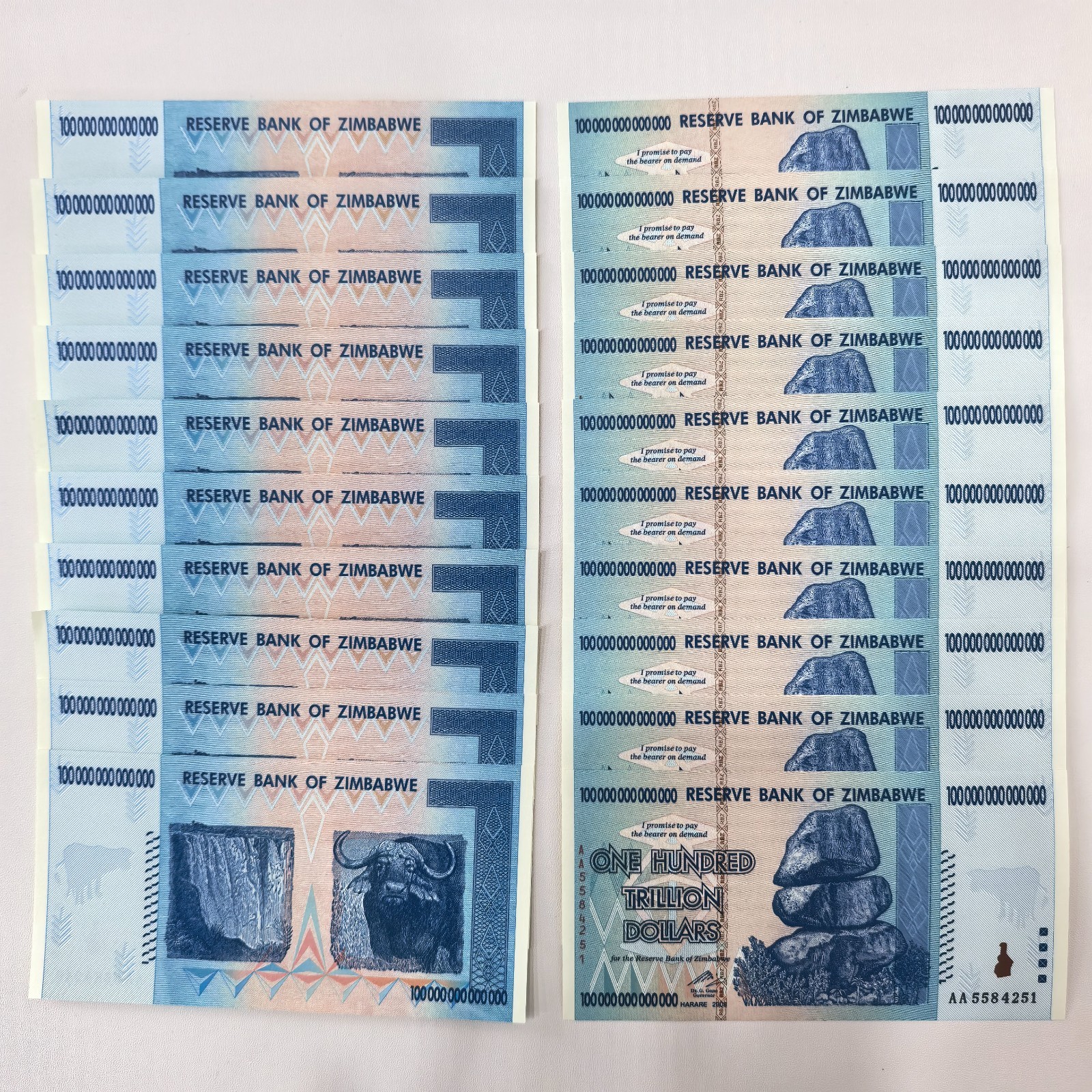 Zimbabwean ONE HUNDRED TRILLION DOILARS 2008 Banknote Uncirculated 20PCS Zimbabwean ONE HUNDRED TRILLION DOILARS 2008 Banknote Uncirculated 20PCS