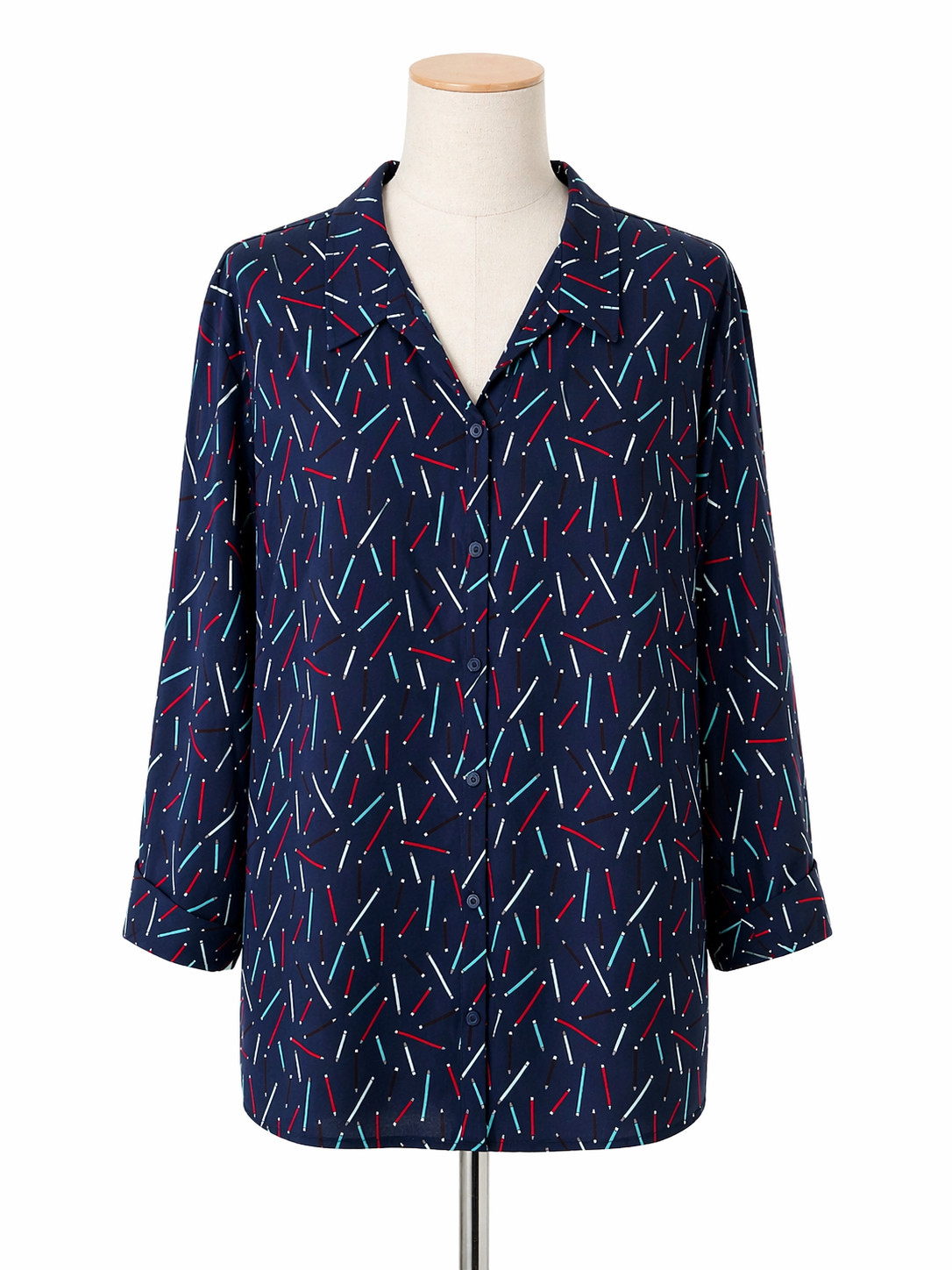 New Catherines Top Size 5x Button Front Pencil Print Teacher Artist School nwt *