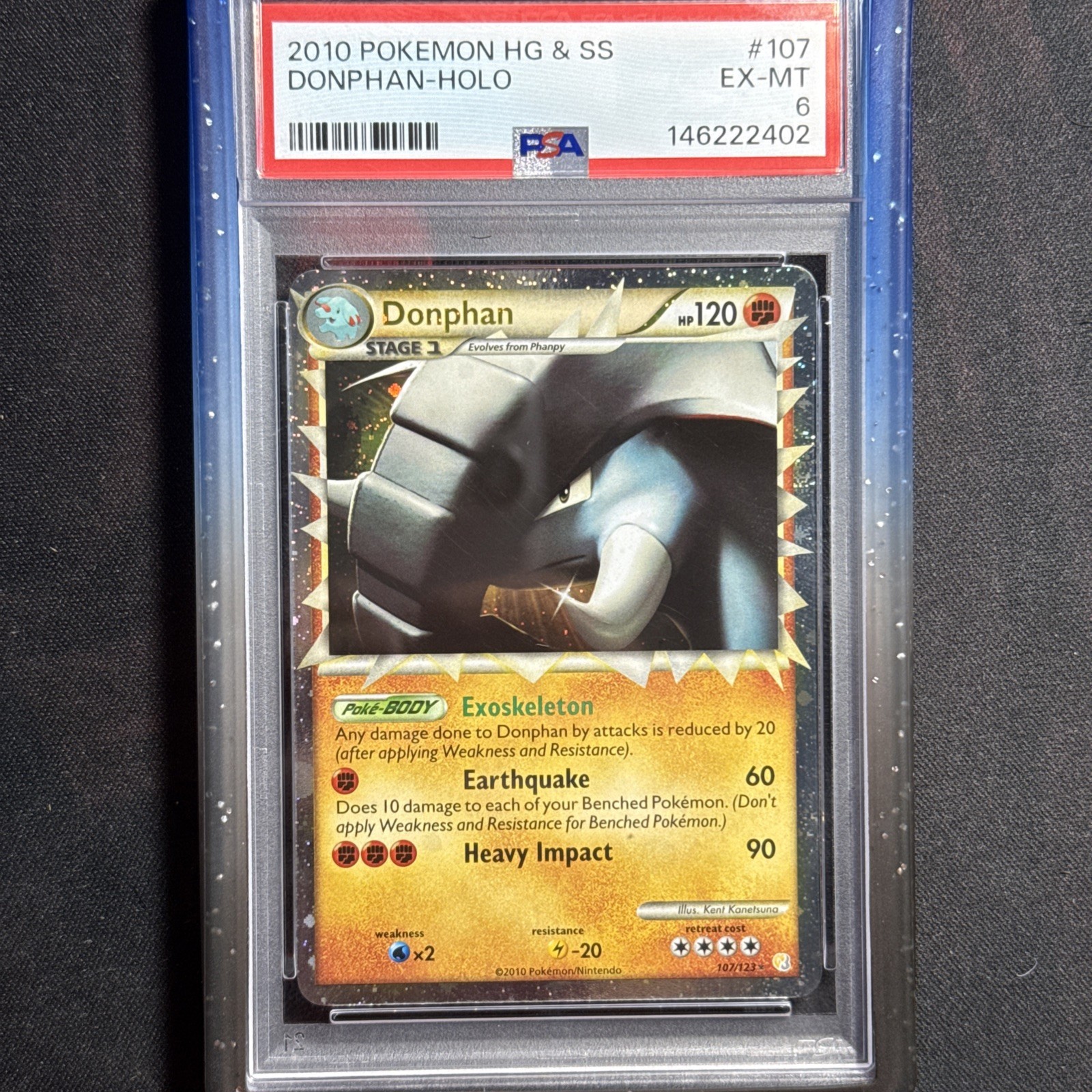 2010 POKEMON HEARTGOLD SOULSILVER - BASE: DONPHAN Prime #107  PSA 6 - Excellent