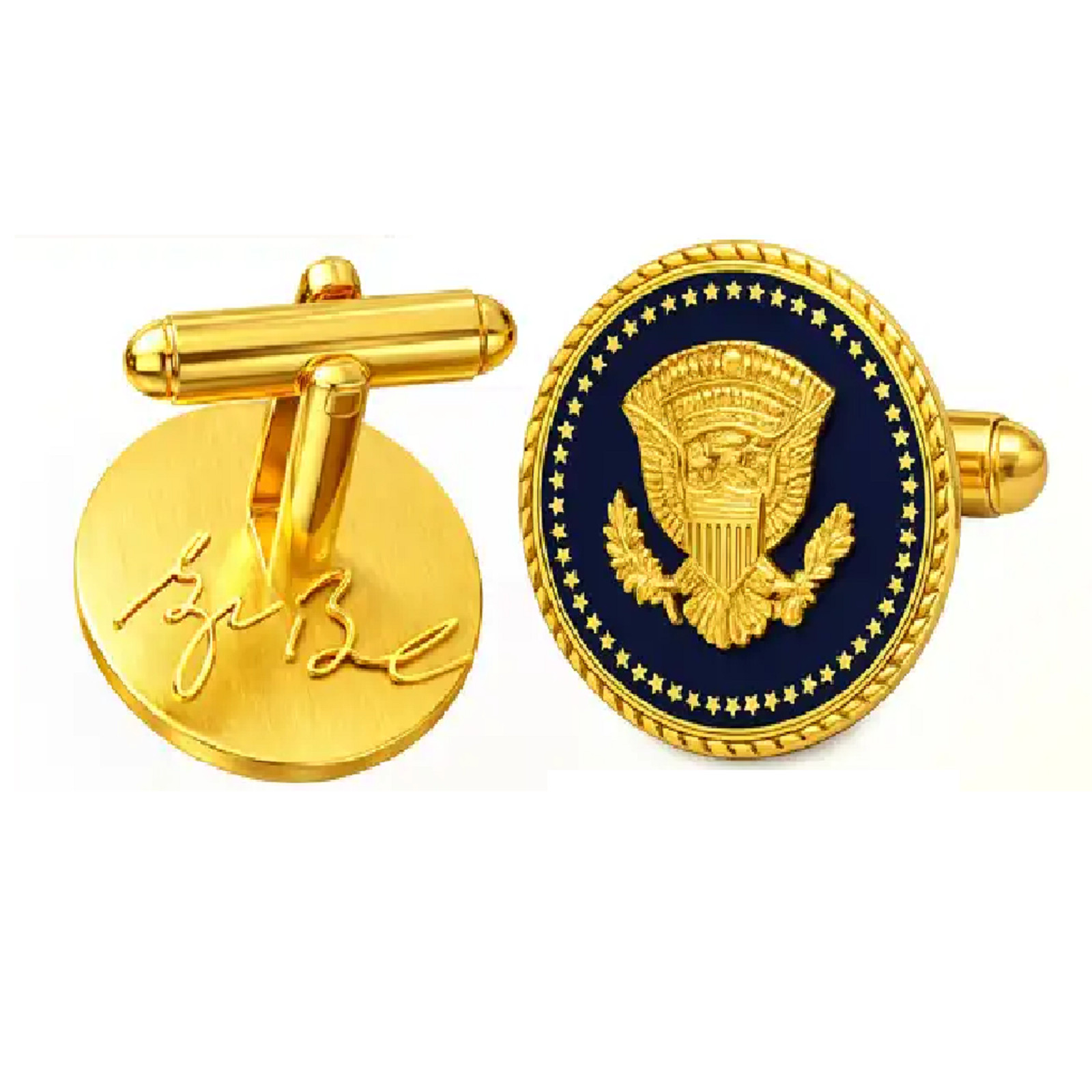 President George W Bush 24k Gold Plated Presidential Blue Cobalt Cufflinks