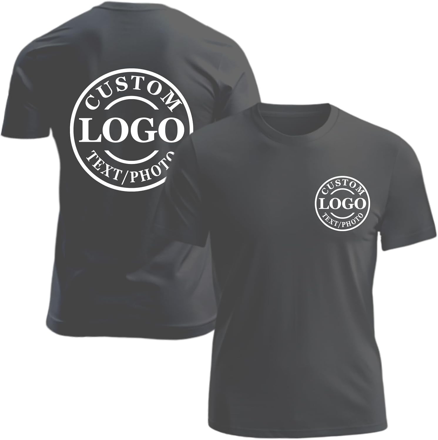 Custom Business Logo T-Shirt Front Back Upload Photo Text Logo 100% Cotton Custom Business Logo T-Shirt Front Back Upload Photo Text Logo 100% Cotton